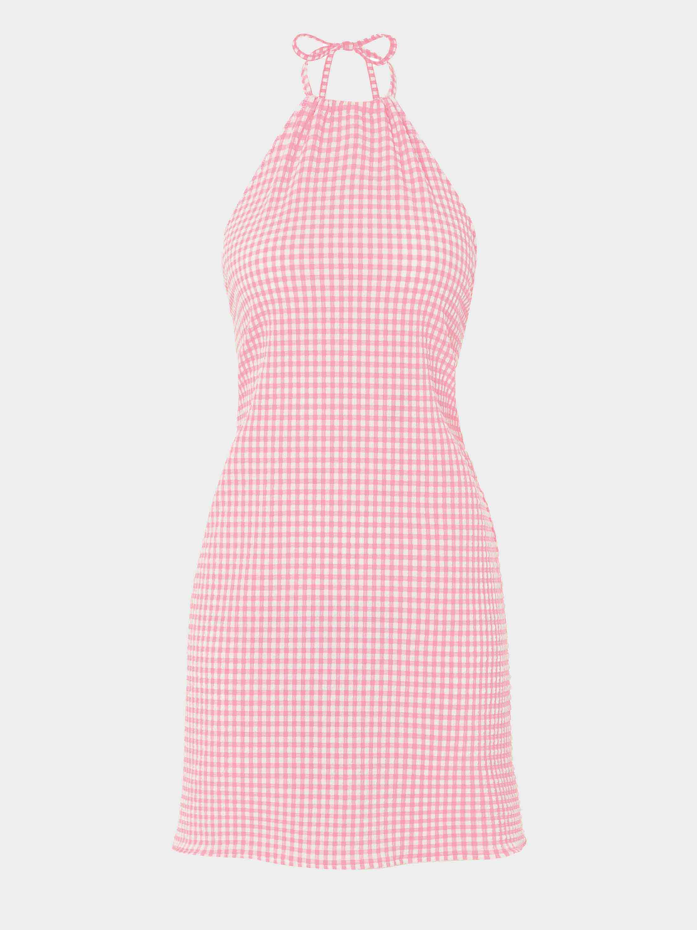 Gingham Seersucker Mini Dress - Milkshake Gingham