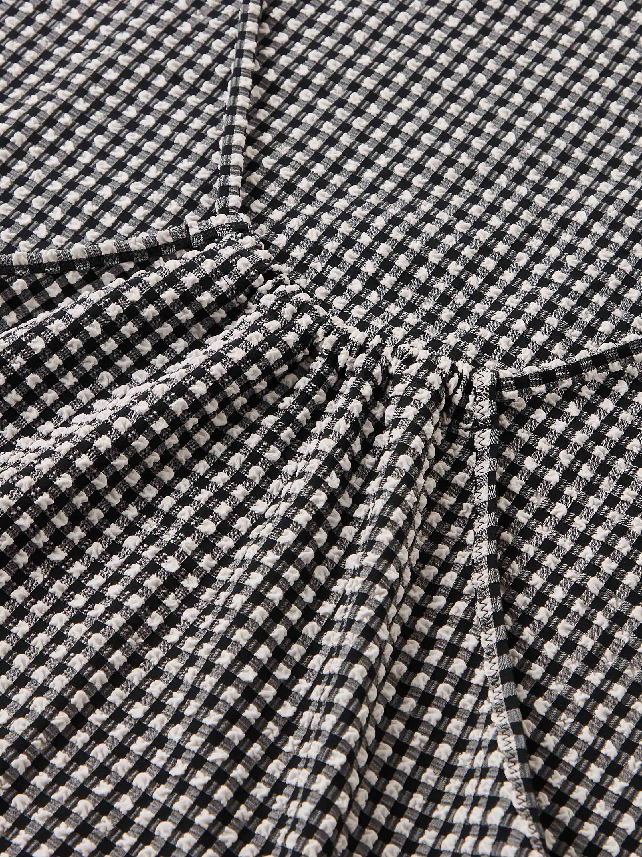 Gingham Seersucker Mini Dress - Black Gingham
