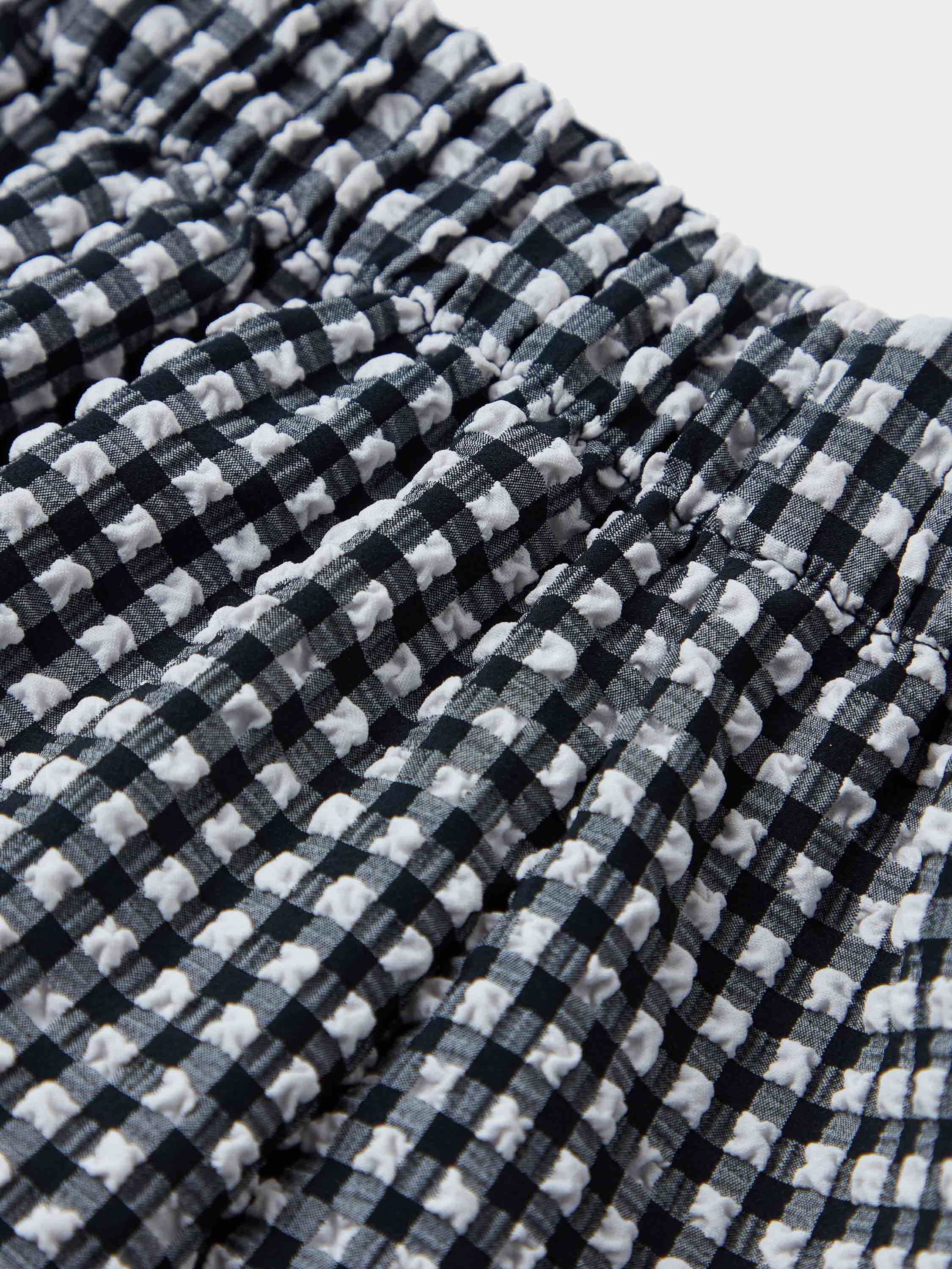 Gingham Seersucker Swim Shorts - Black Gingham