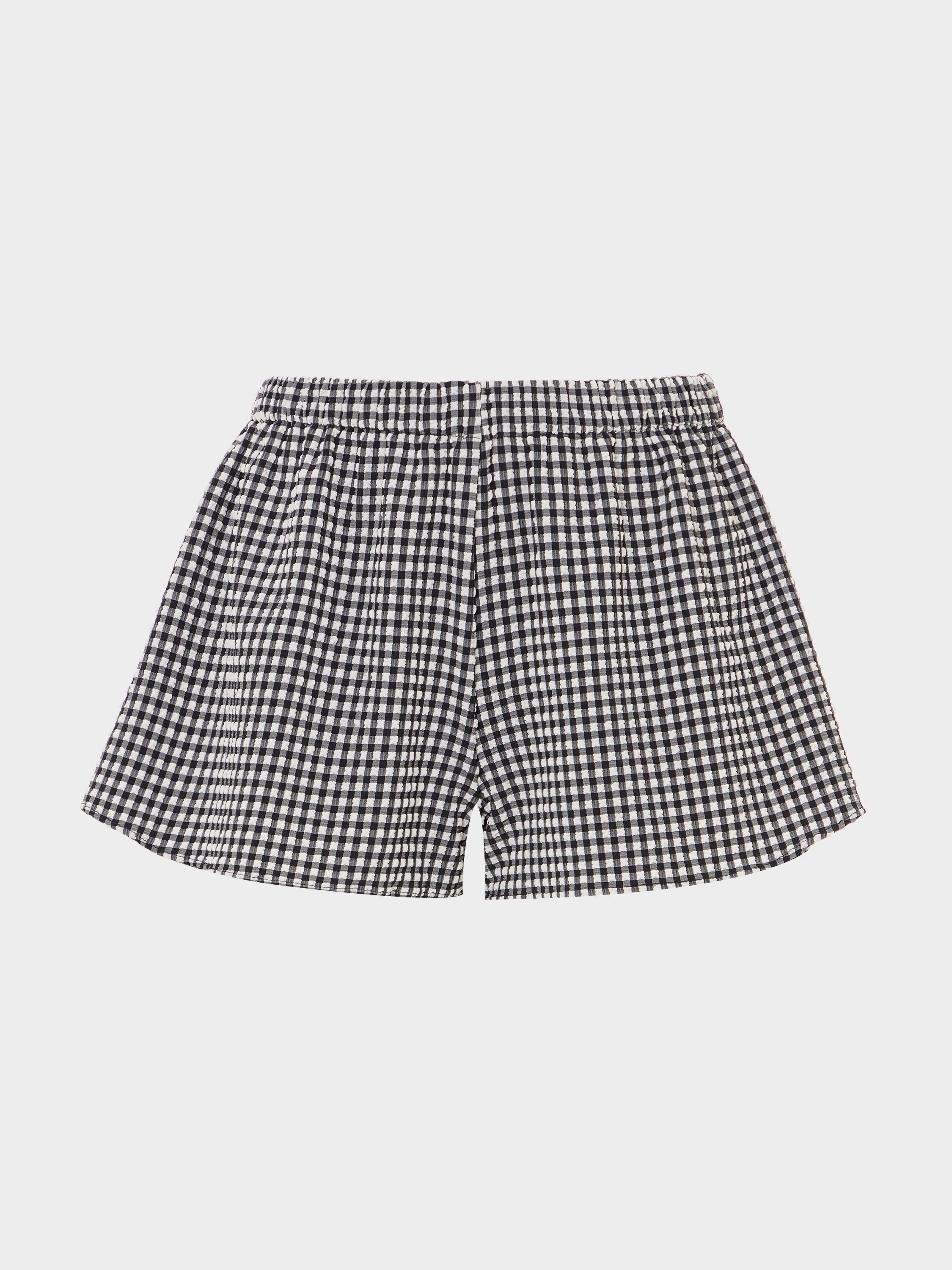 Gingham Seersucker Swim Shorts - Black Gingham