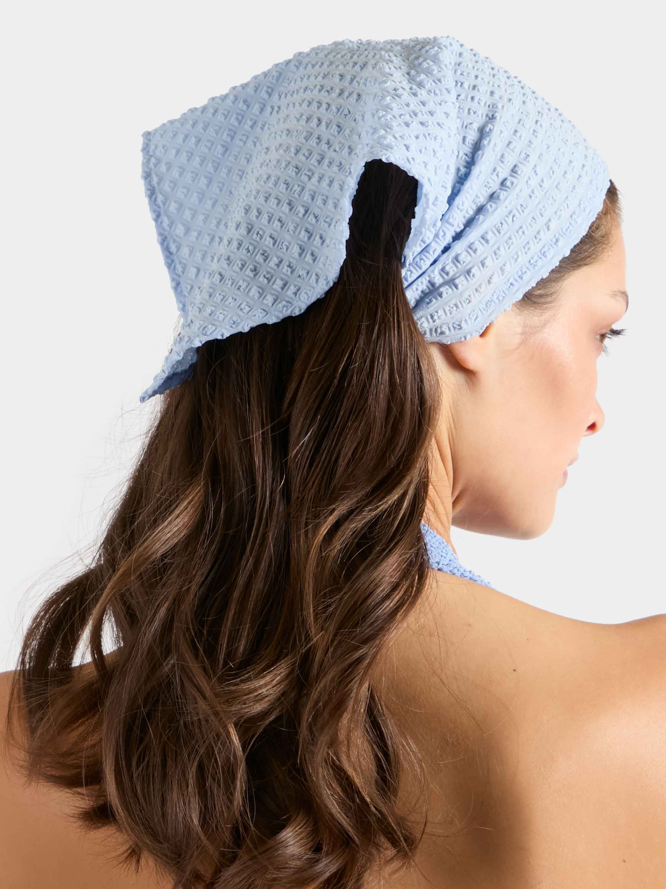 Sofia Headscarf - Seersucker Light Cornflower