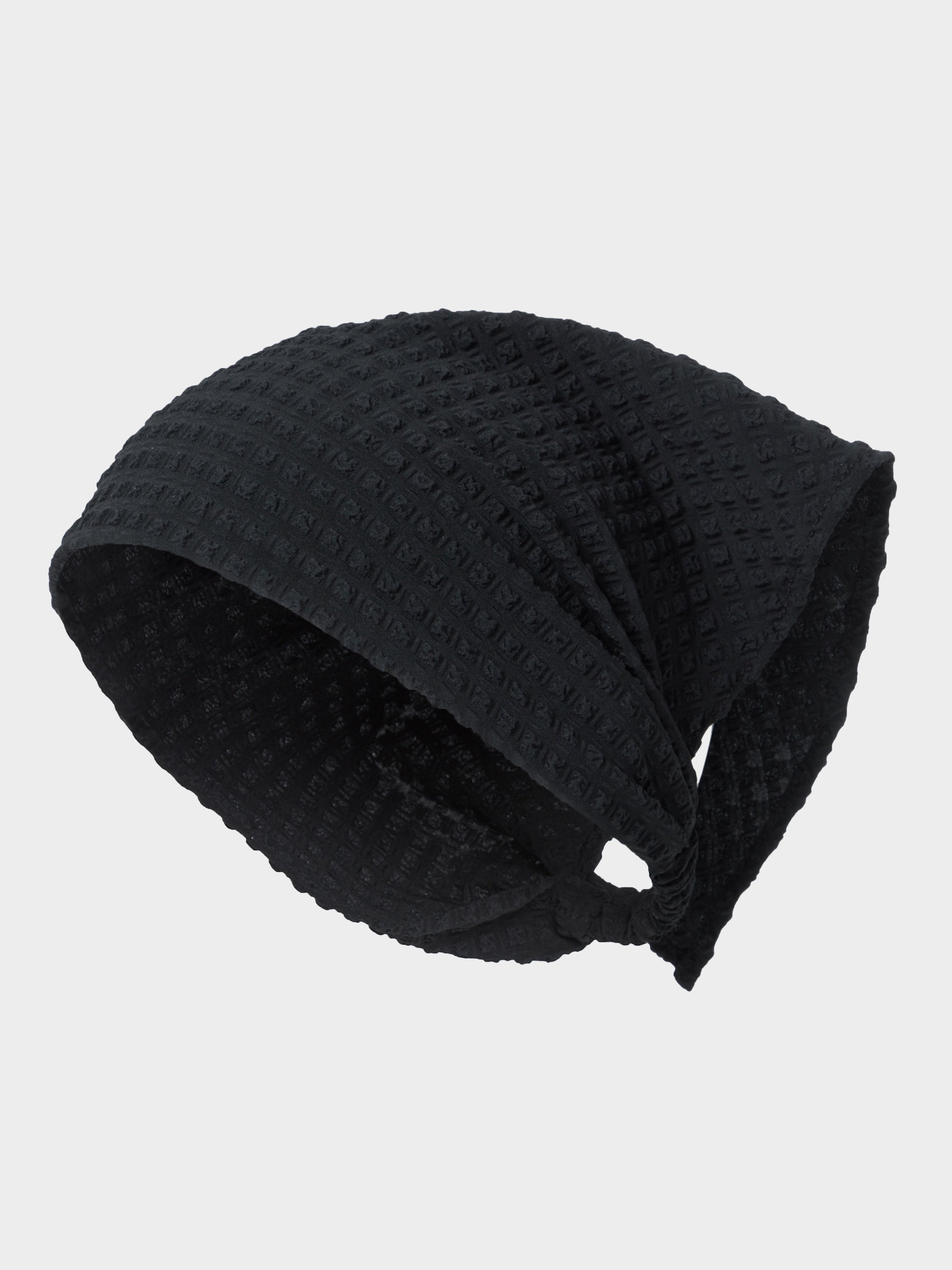 Sofia Seersucker Headscarf - Black