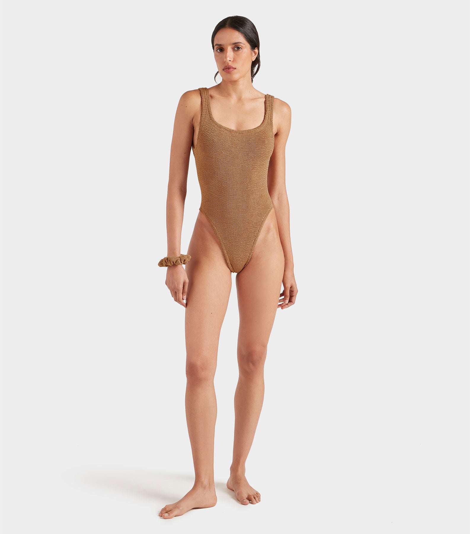 Square Neck Swim - Metallic Cocoa