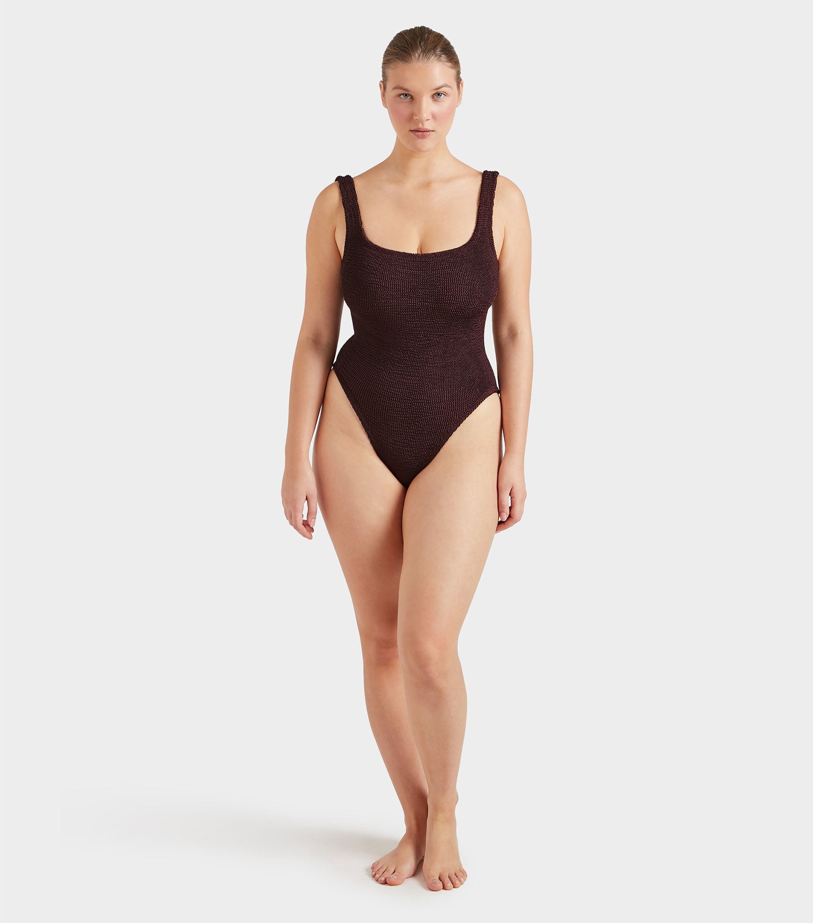 Square Neck Swim - Metallic Chocolate