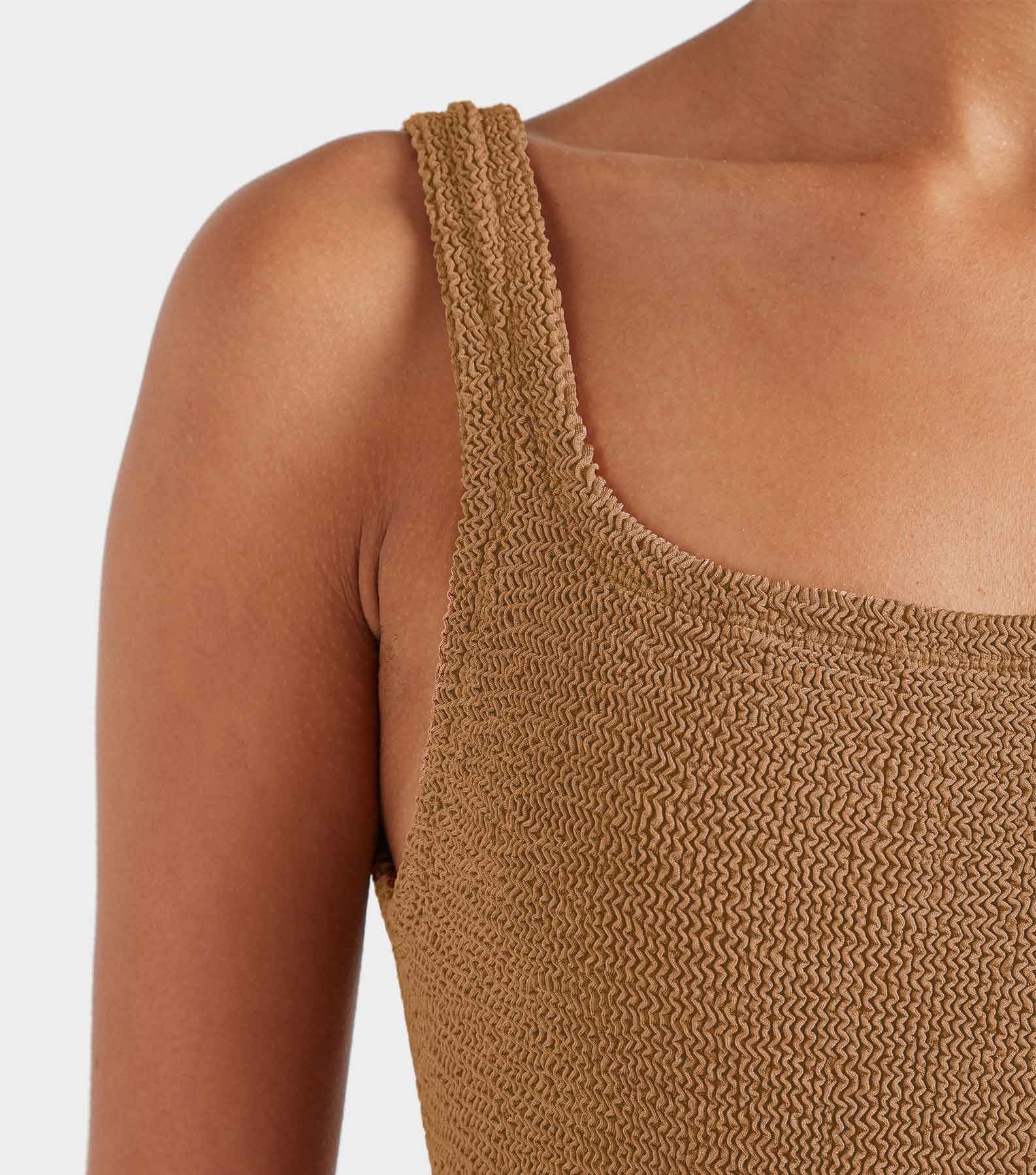 Square Neck Swim - Metallic Cocoa