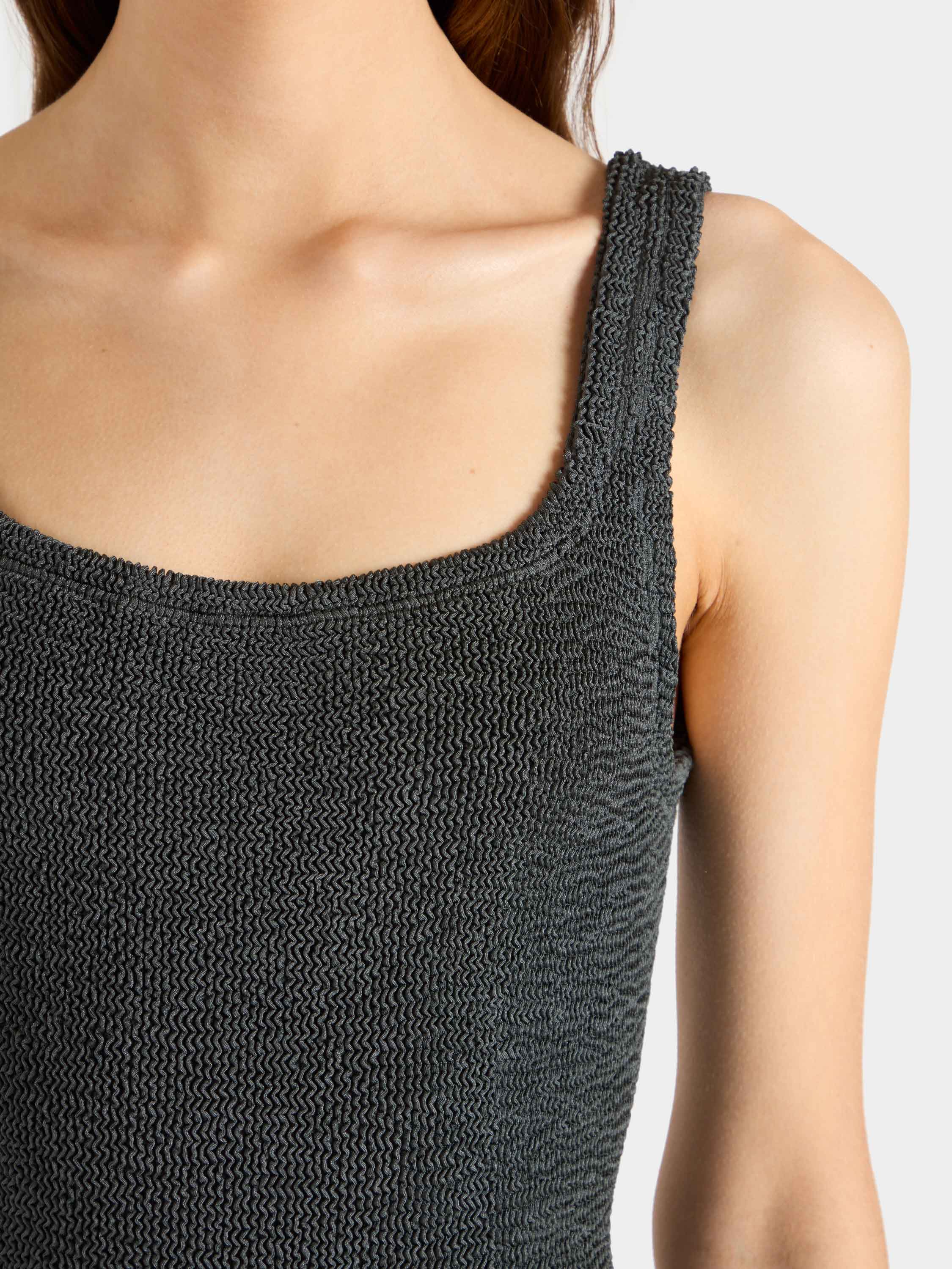 Square Neck Swim - Metallic Graphite