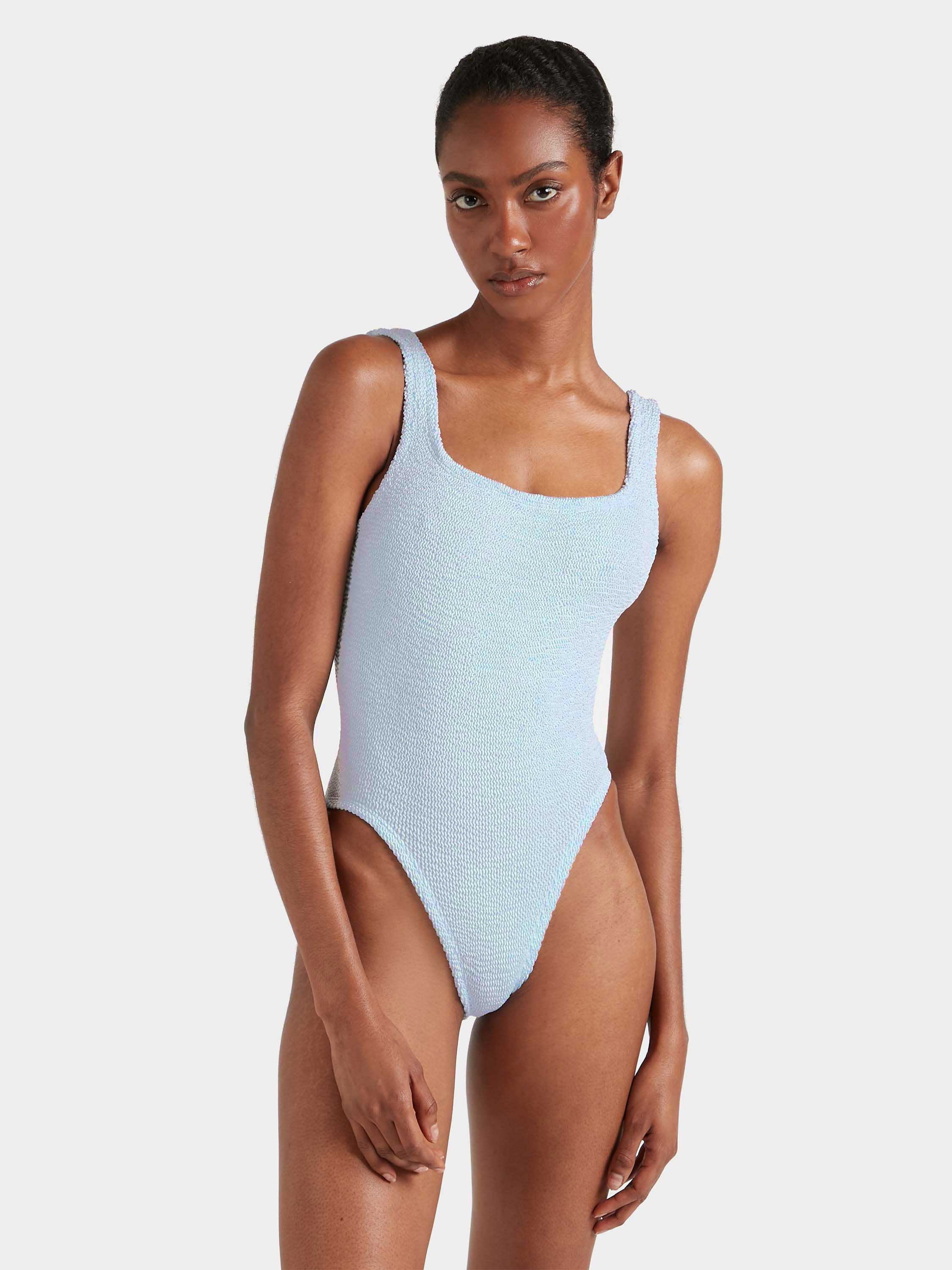 Square Neck Swim - Metallic Ice Blue