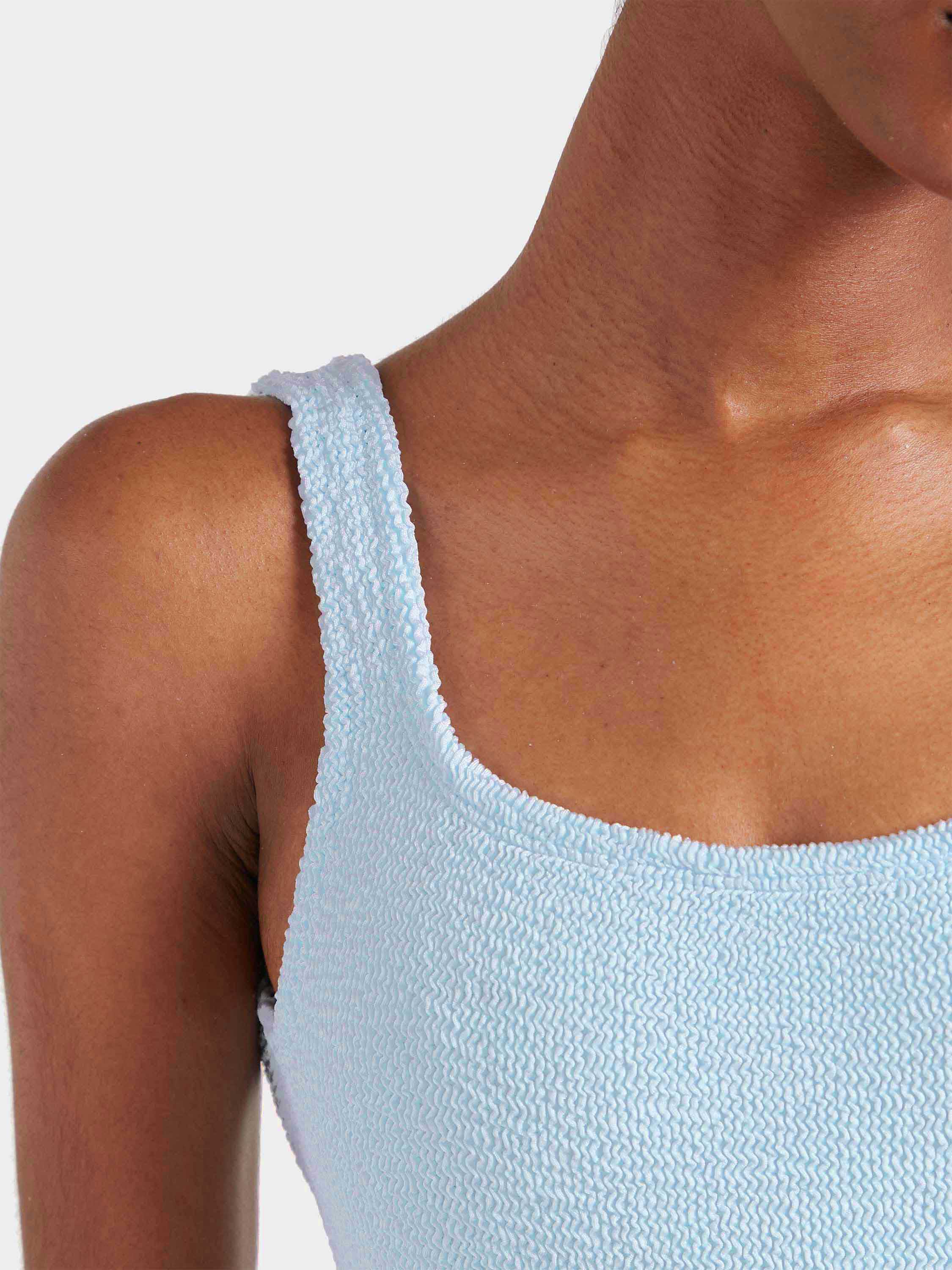 Square Neck Swim - Metallic Ice Blue