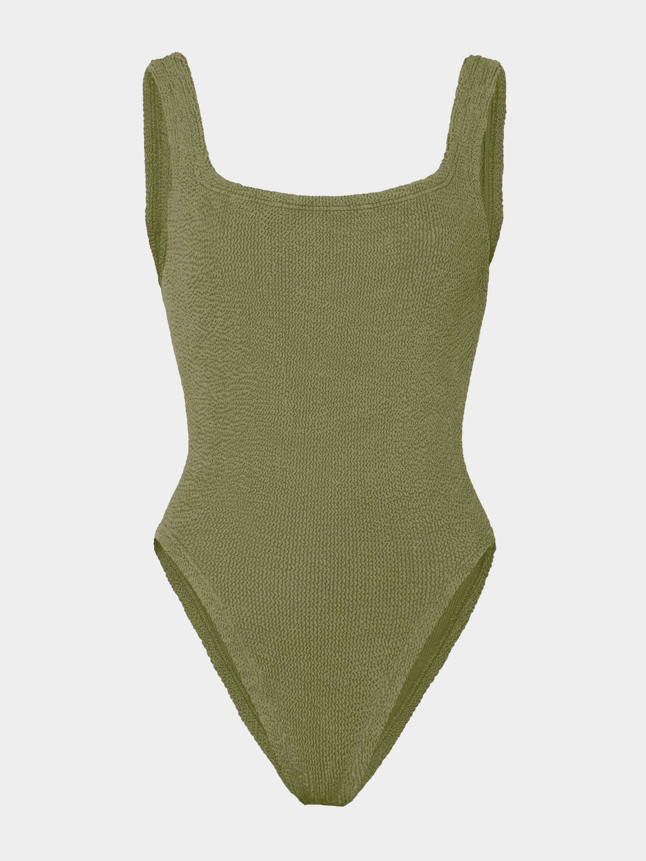 Square Neck Swim Metallic Moss