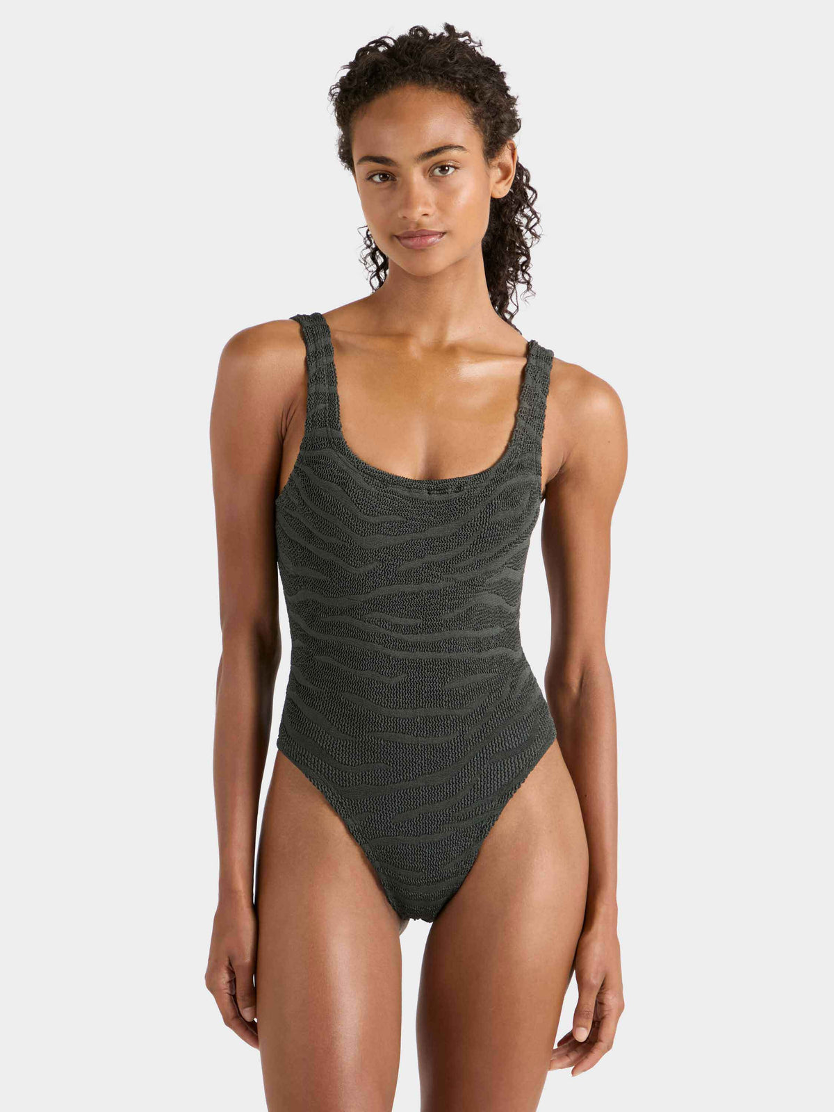 Square Neck Swim - Zebra Metallic Graphite