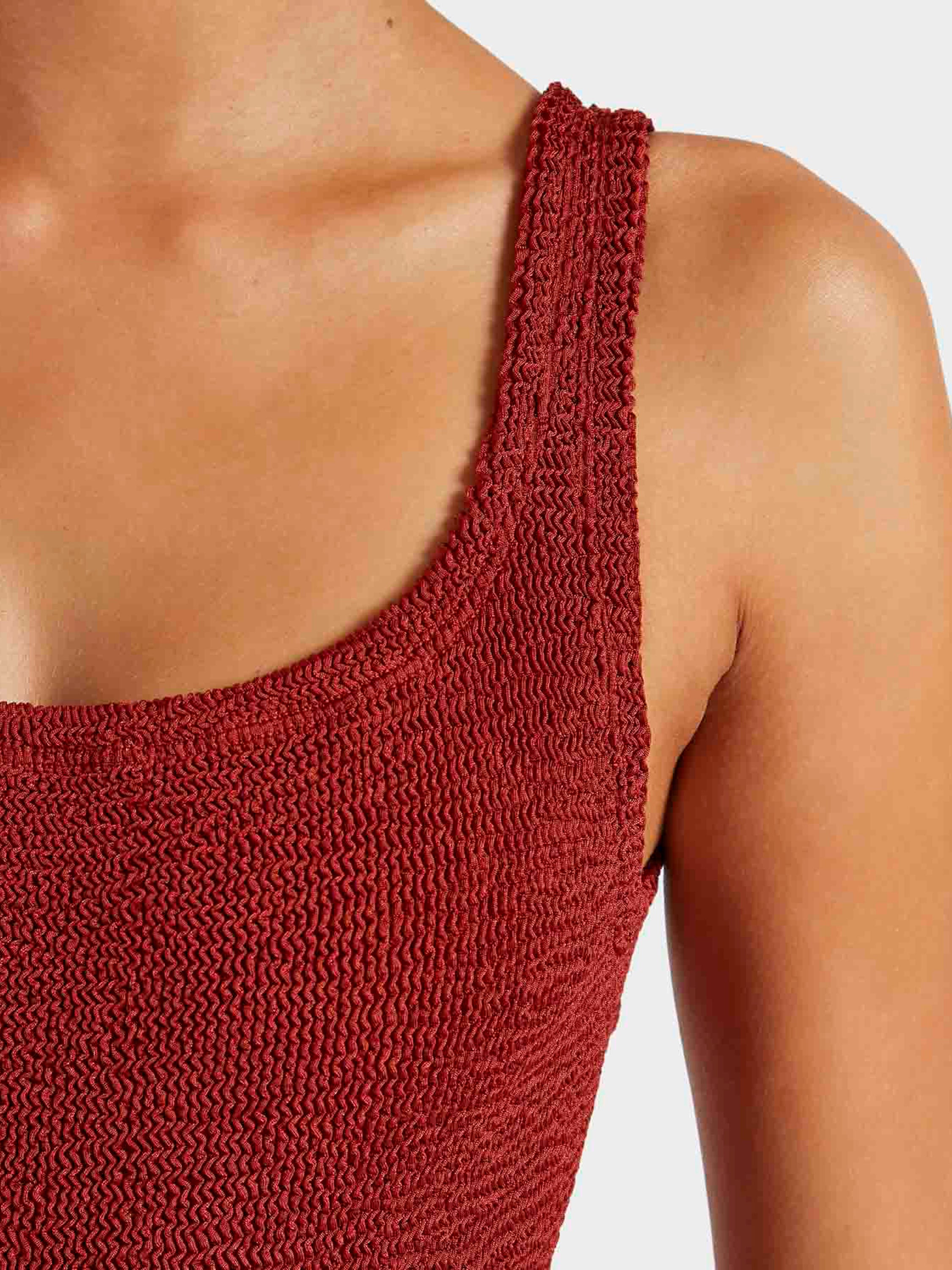 Square Neck Swim - Metallic Chestnut
