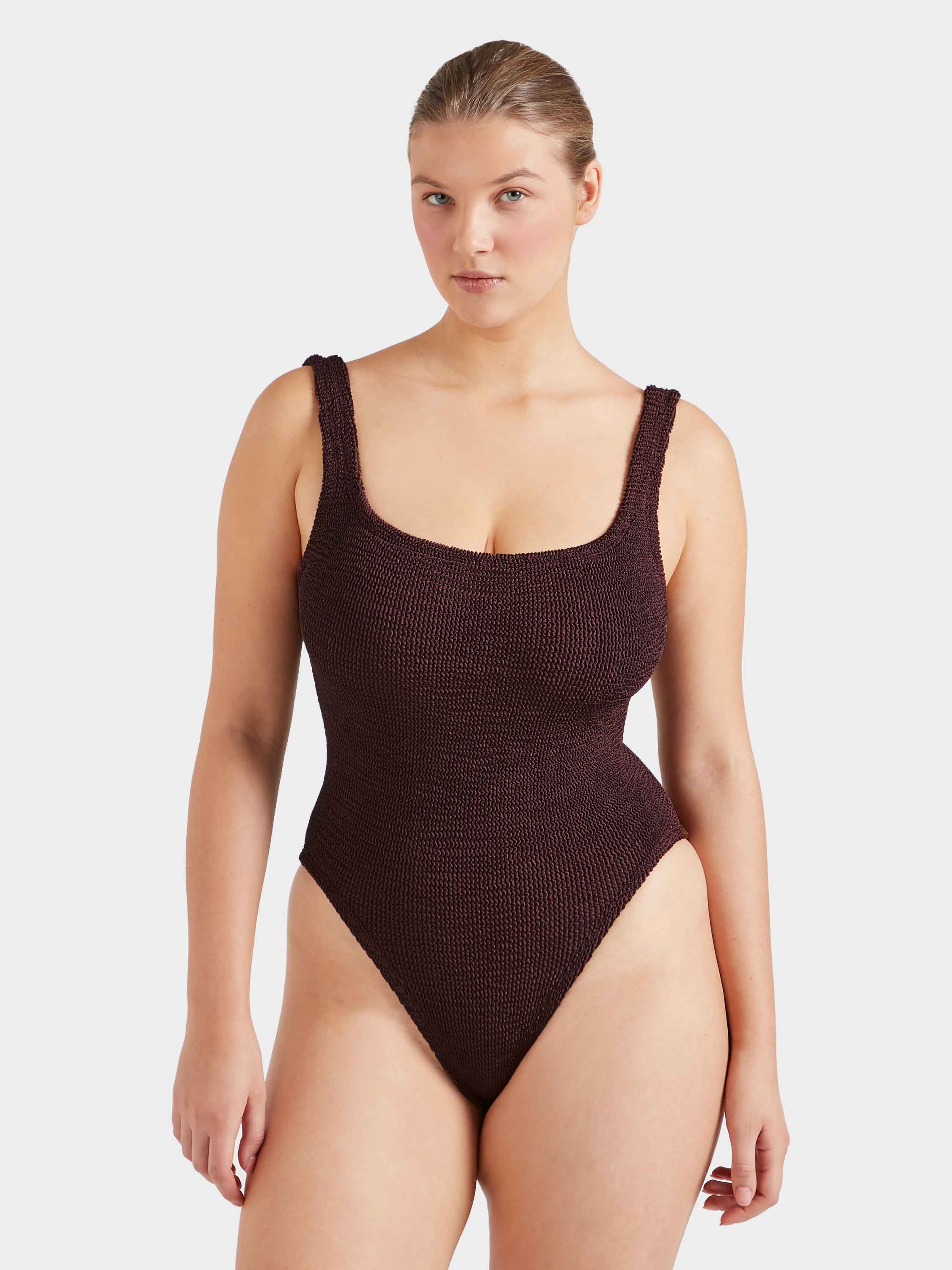 Square Neck Swim - Metallic Chocolate