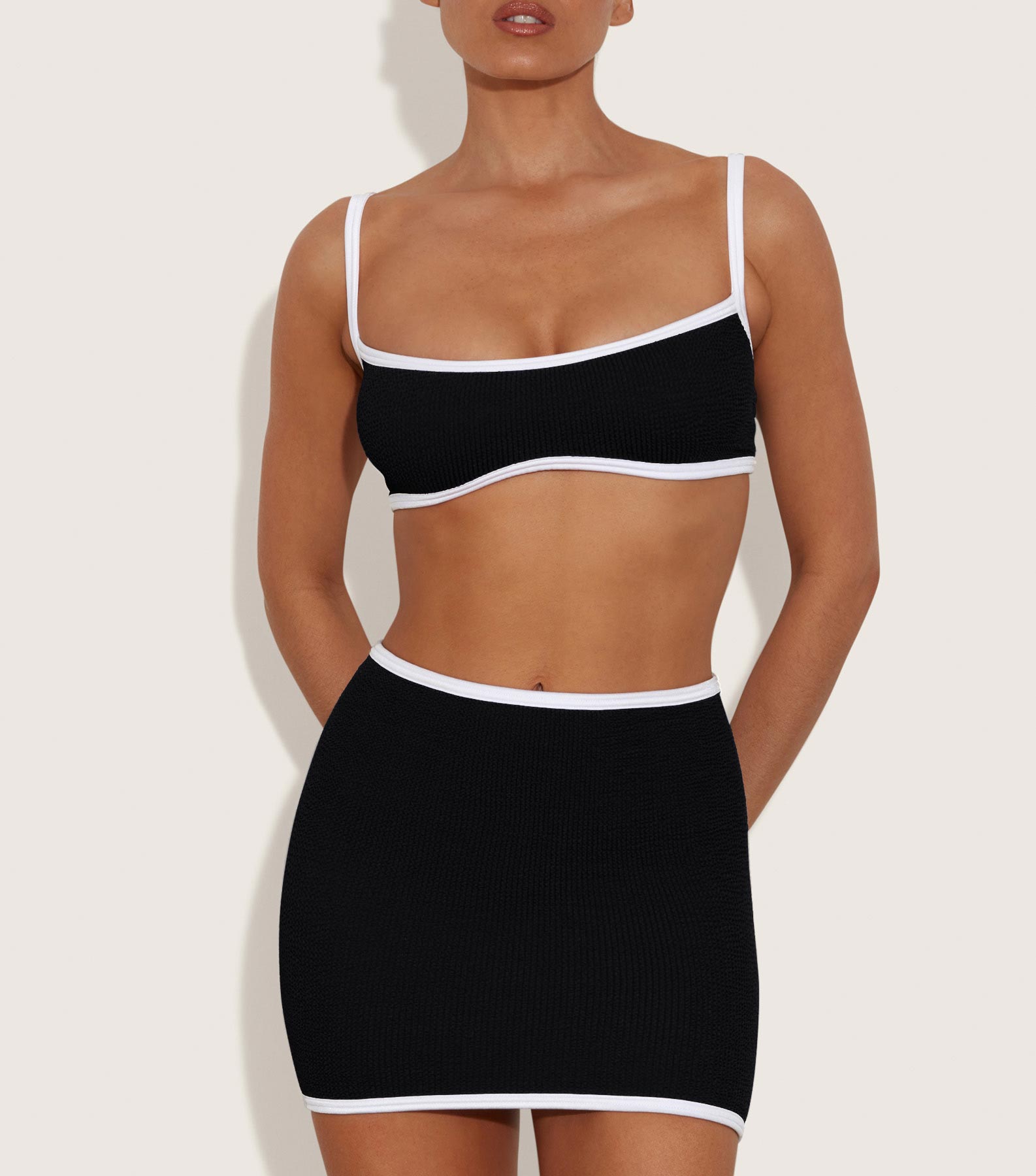 Devyn Swimskirt/Tube Top - Black/White