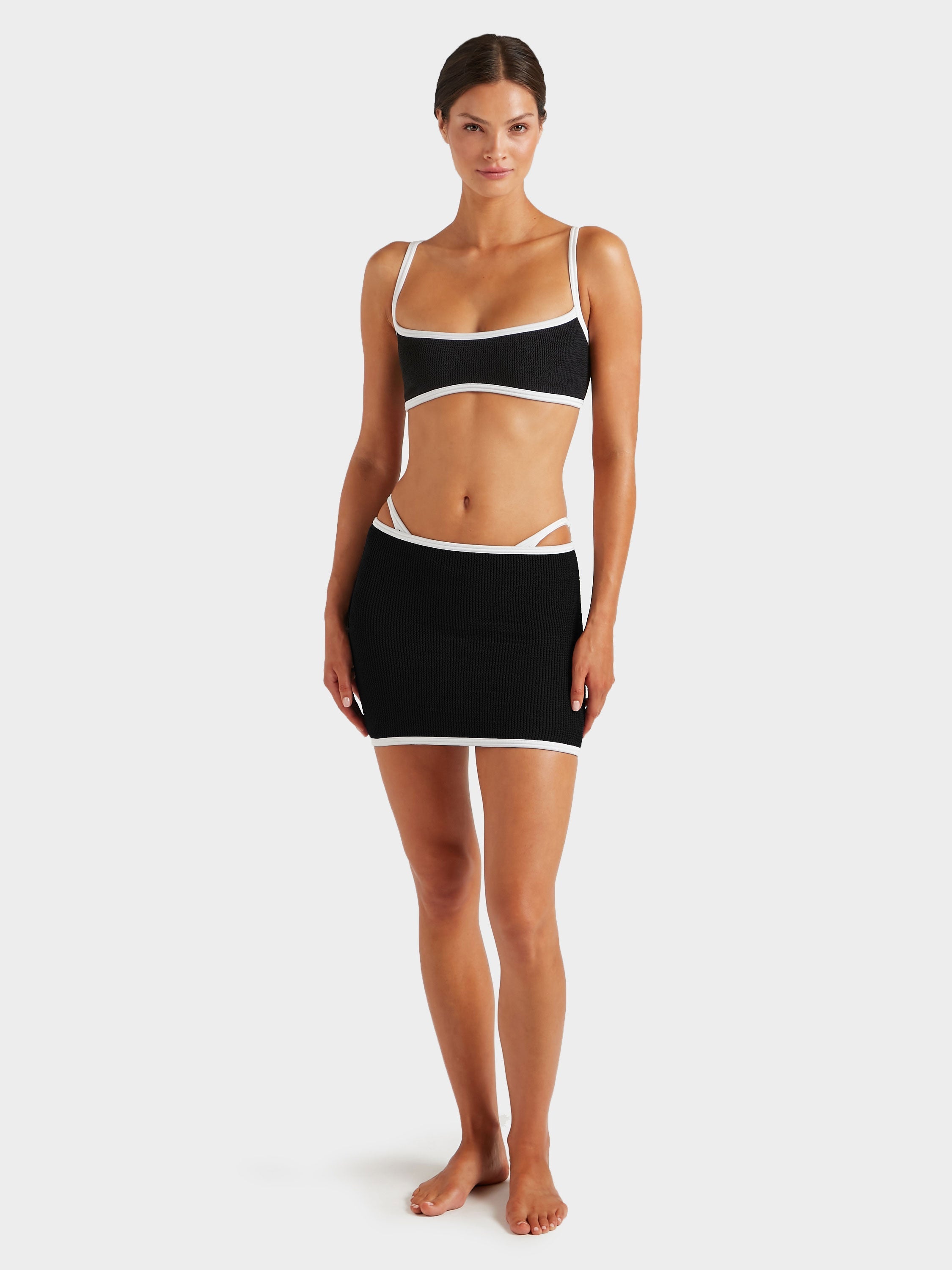 Devyn Swimskirt/Tube Top - Black/White