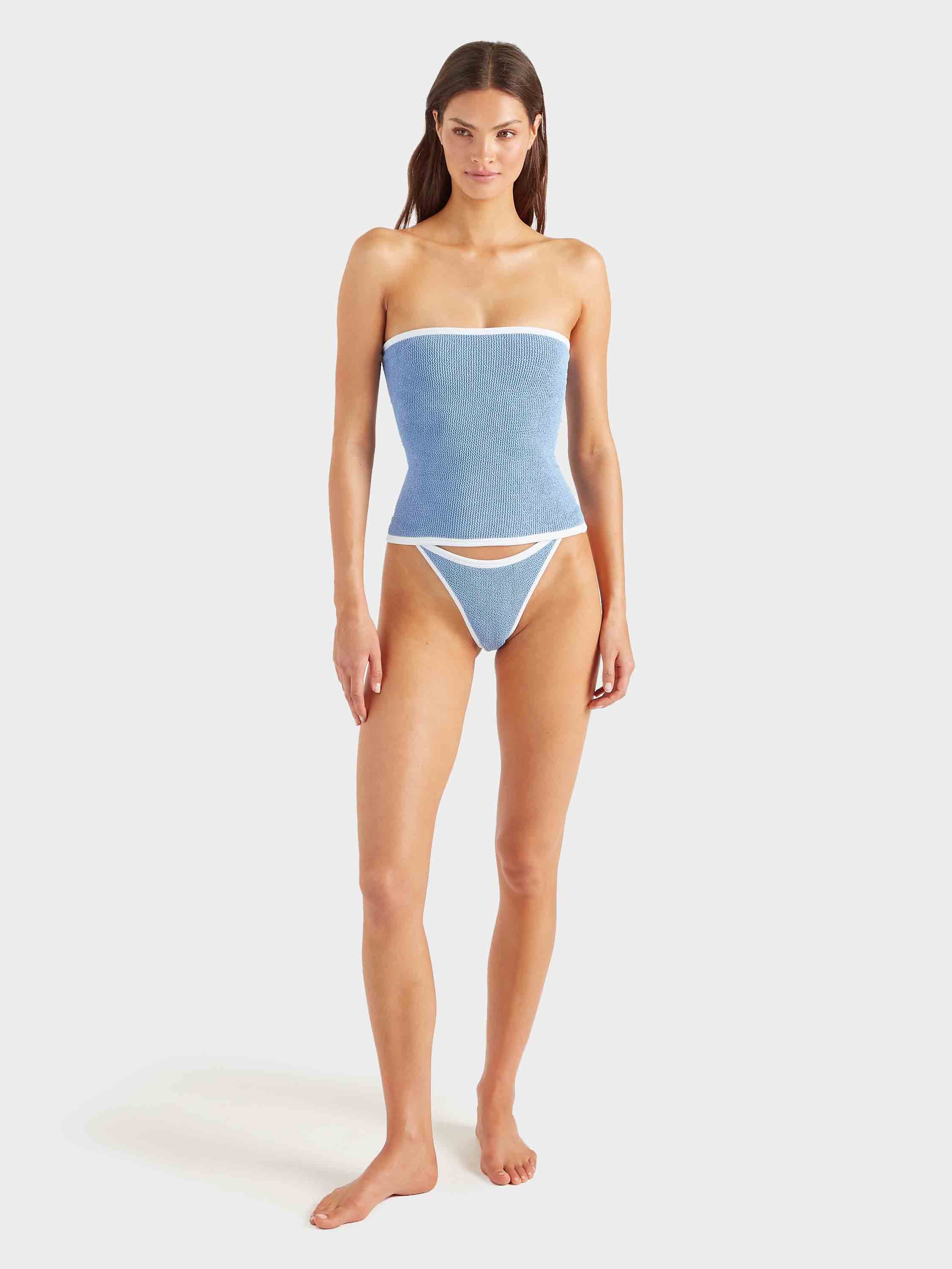 Devyn Swimskirt/Tube Top - Cornflower/White