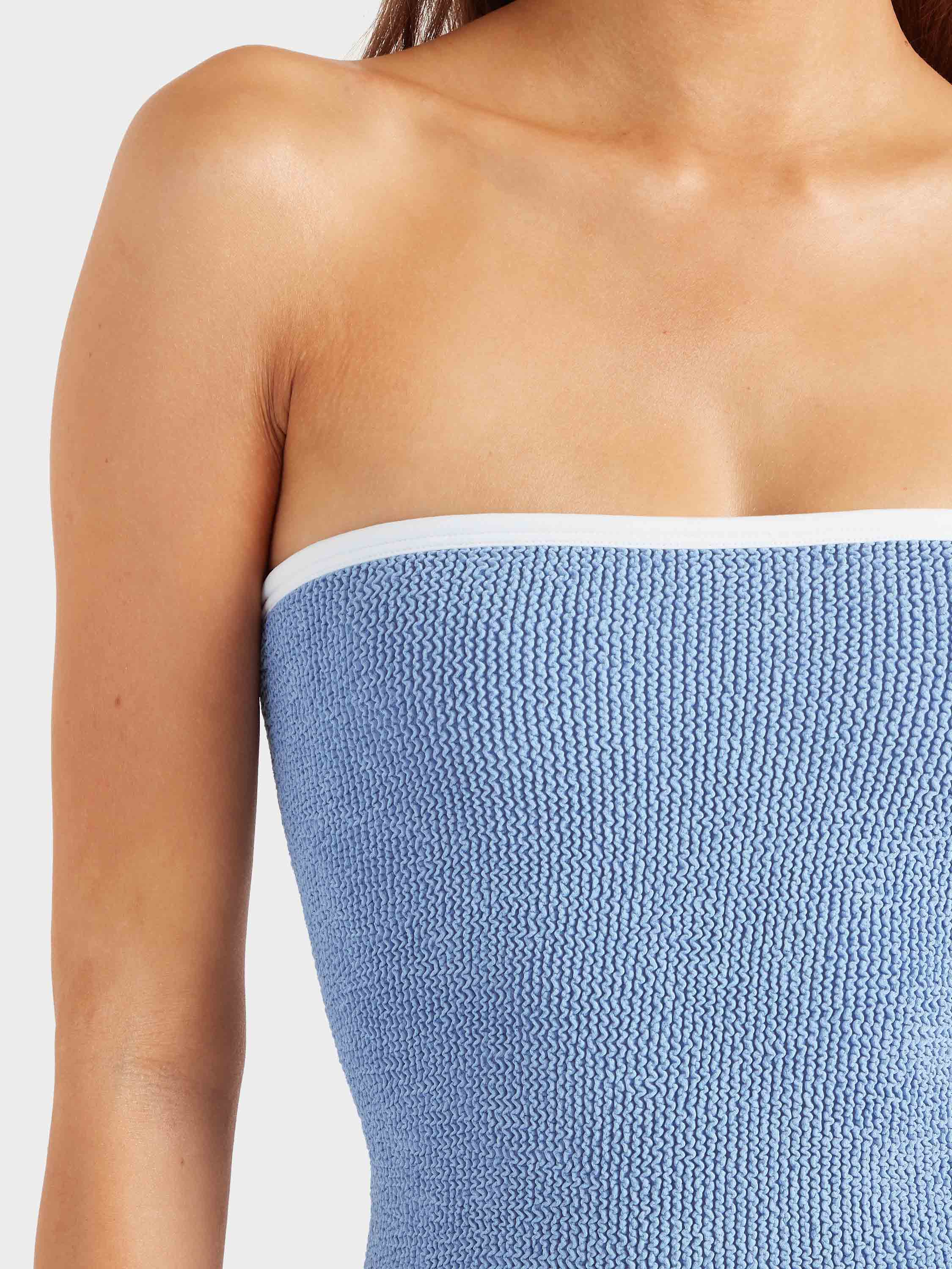 Devyn Swimskirt/Tube Top - Cornflower/White