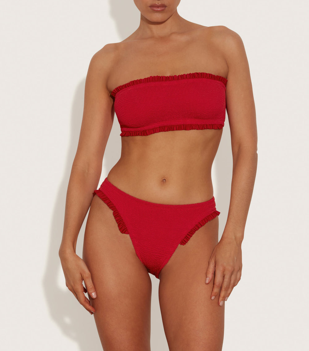 Buckle Strap Print Bandeau Bikini