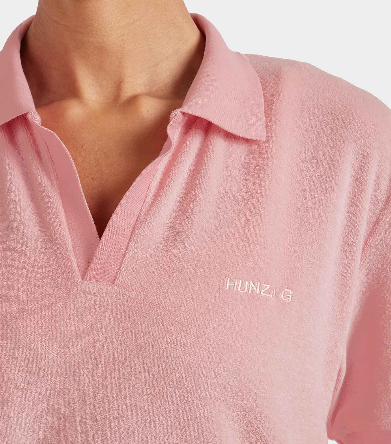 Terry Towelling Polo - Pink