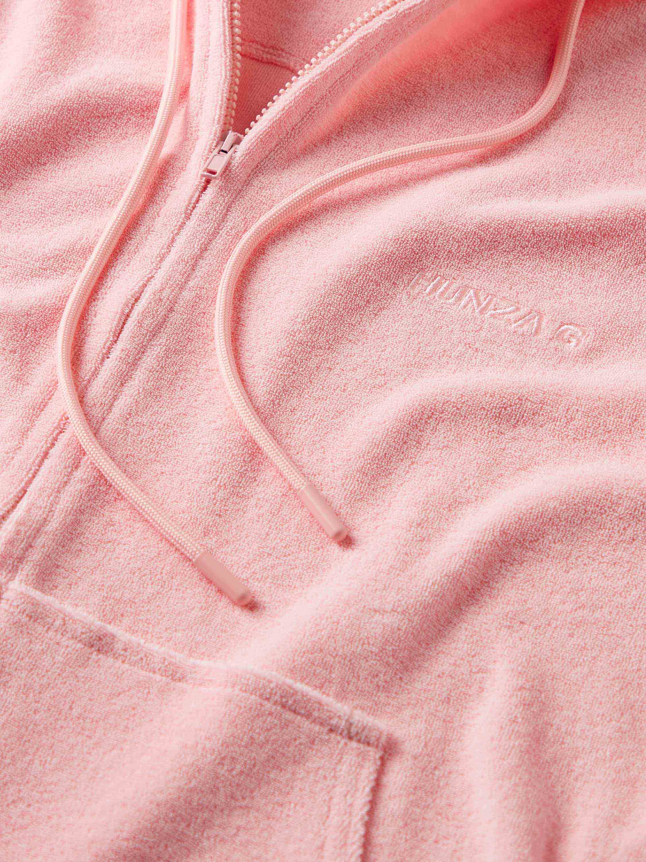 Terry Towelling Zip Hoodie - Pink