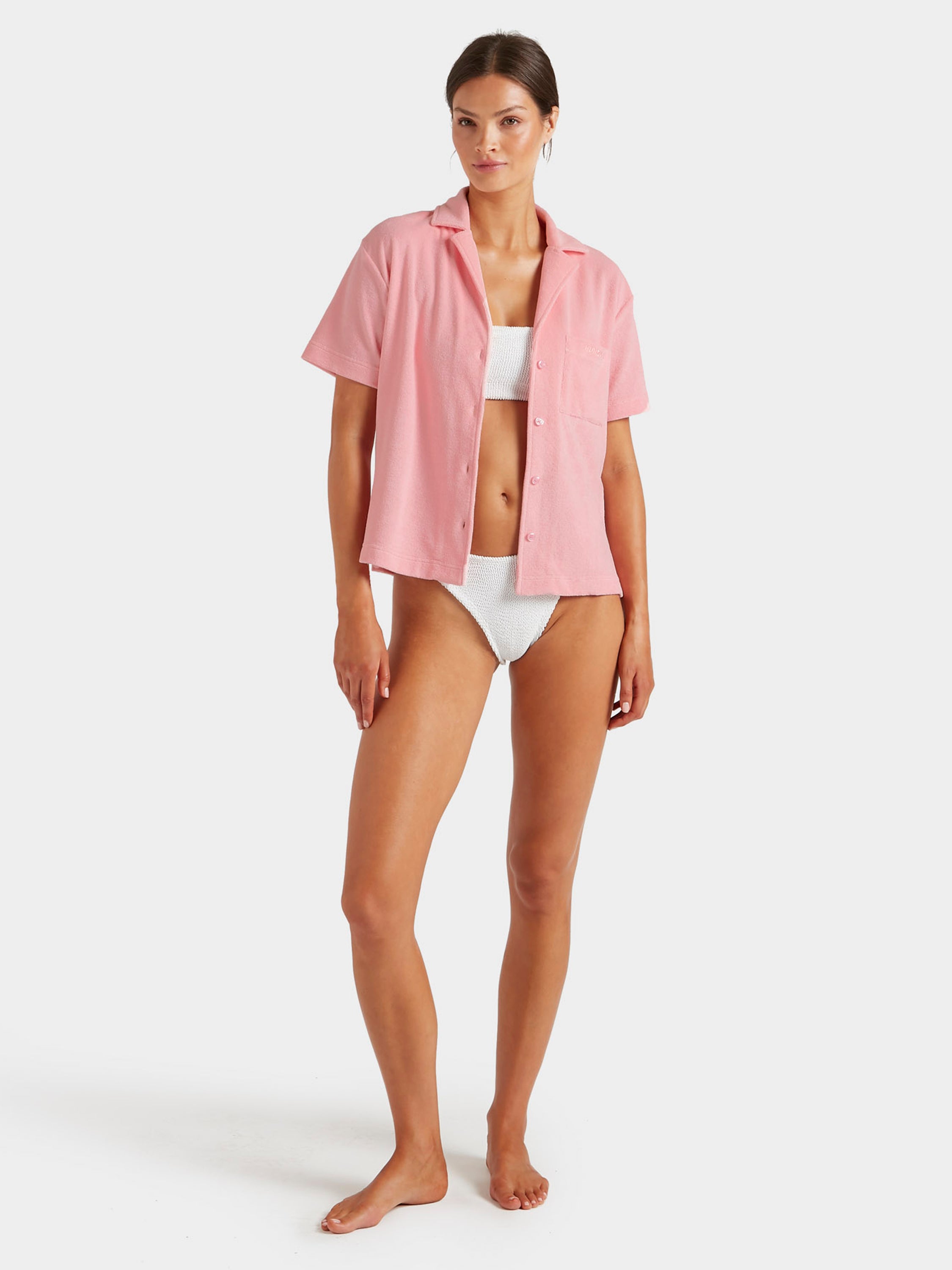 Terry Towelling Cuban Shirt - Pink