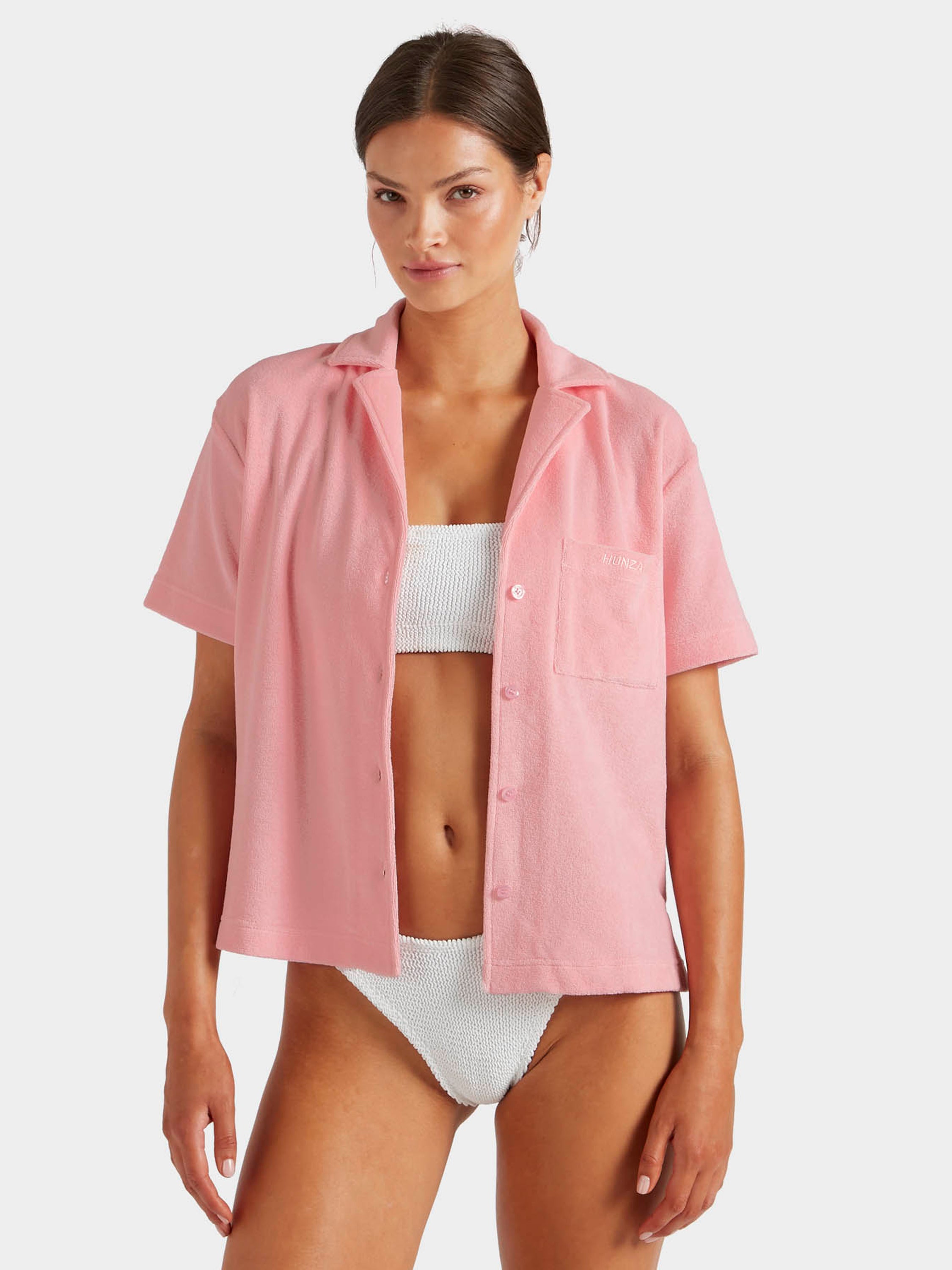 Terry Towelling Cuban Shirt - Pink