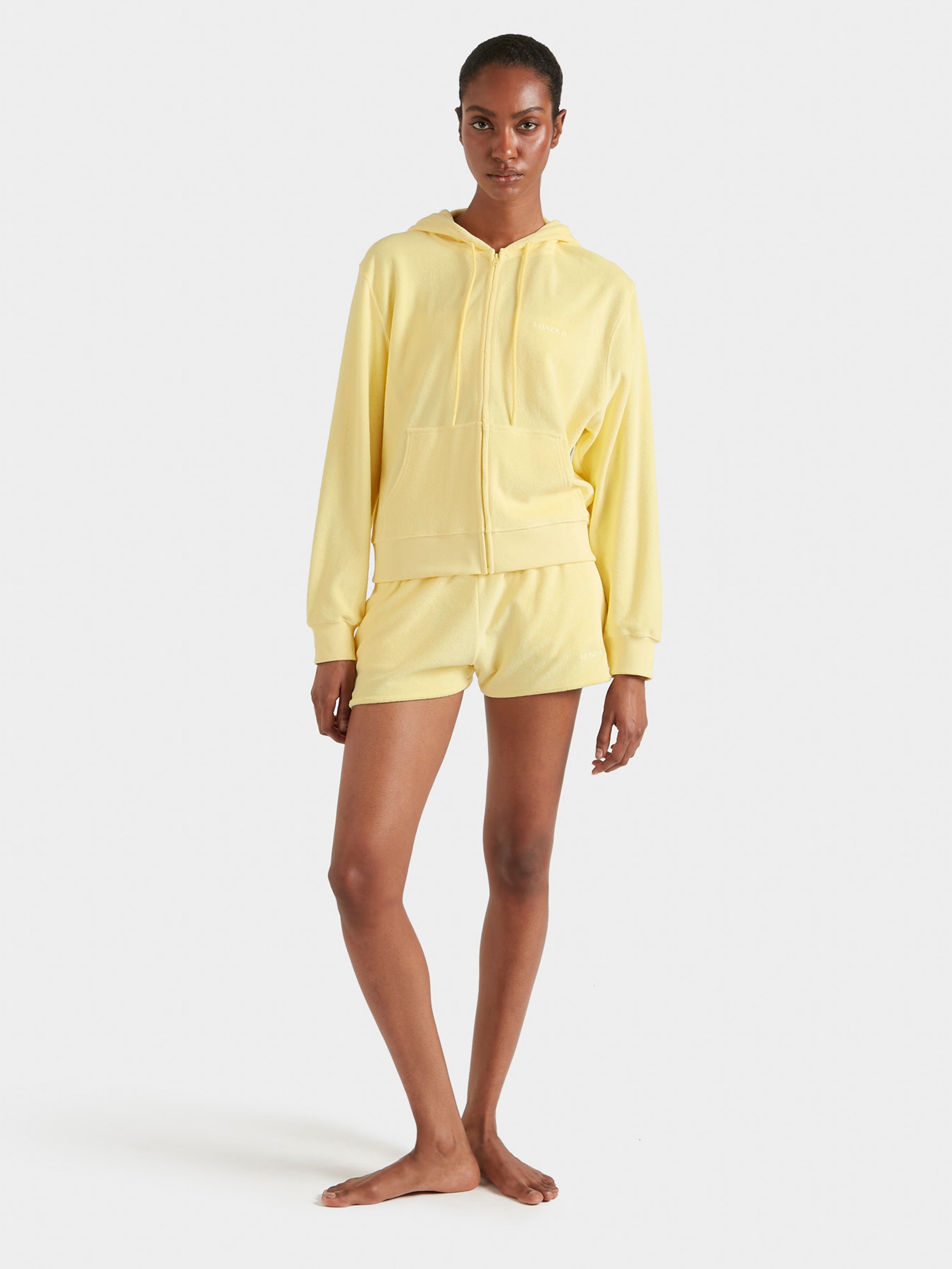 Terry Towelling Zip Hoodie - Butter