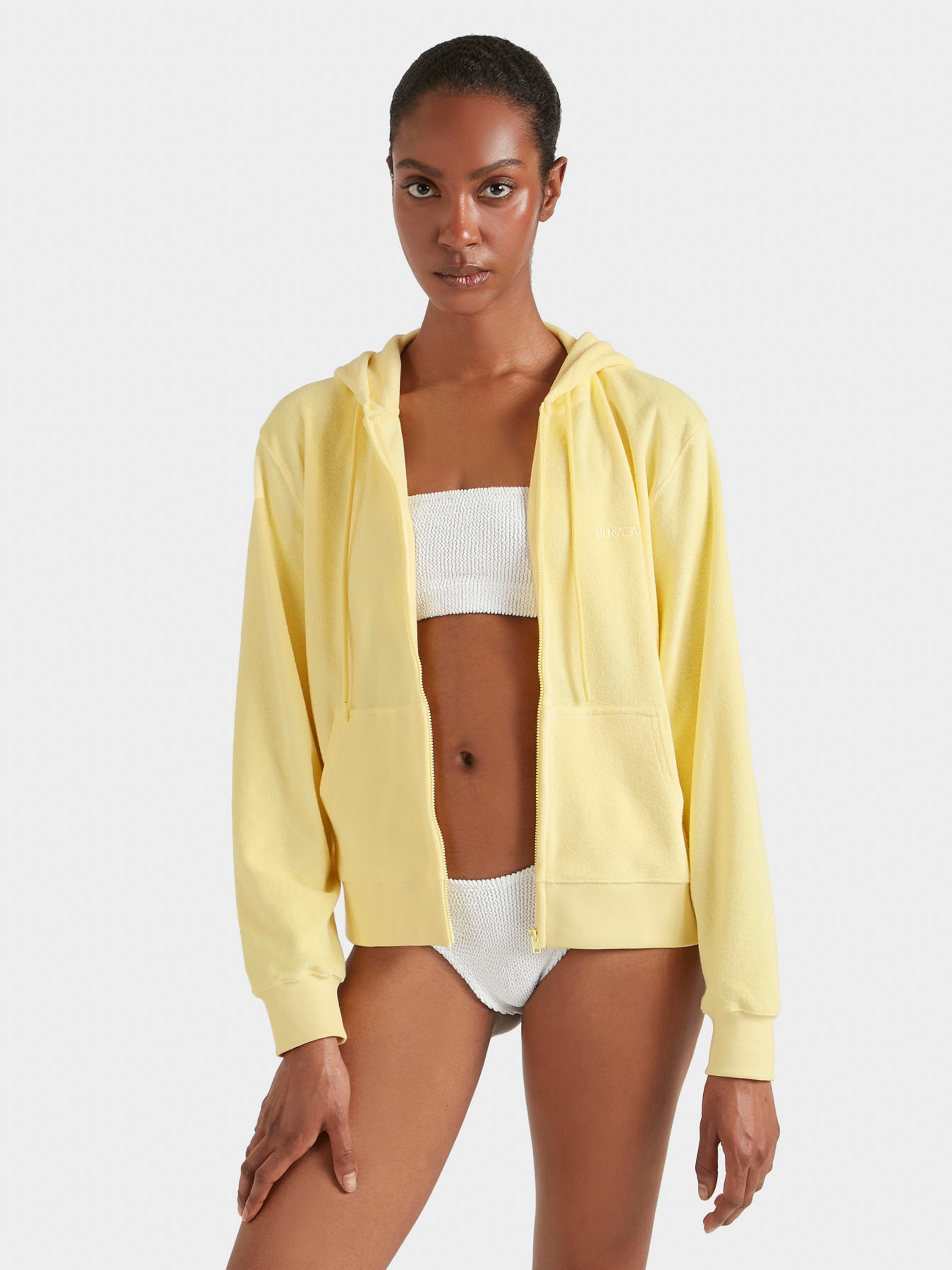 Terry Towelling Zip Hoodie - Butter