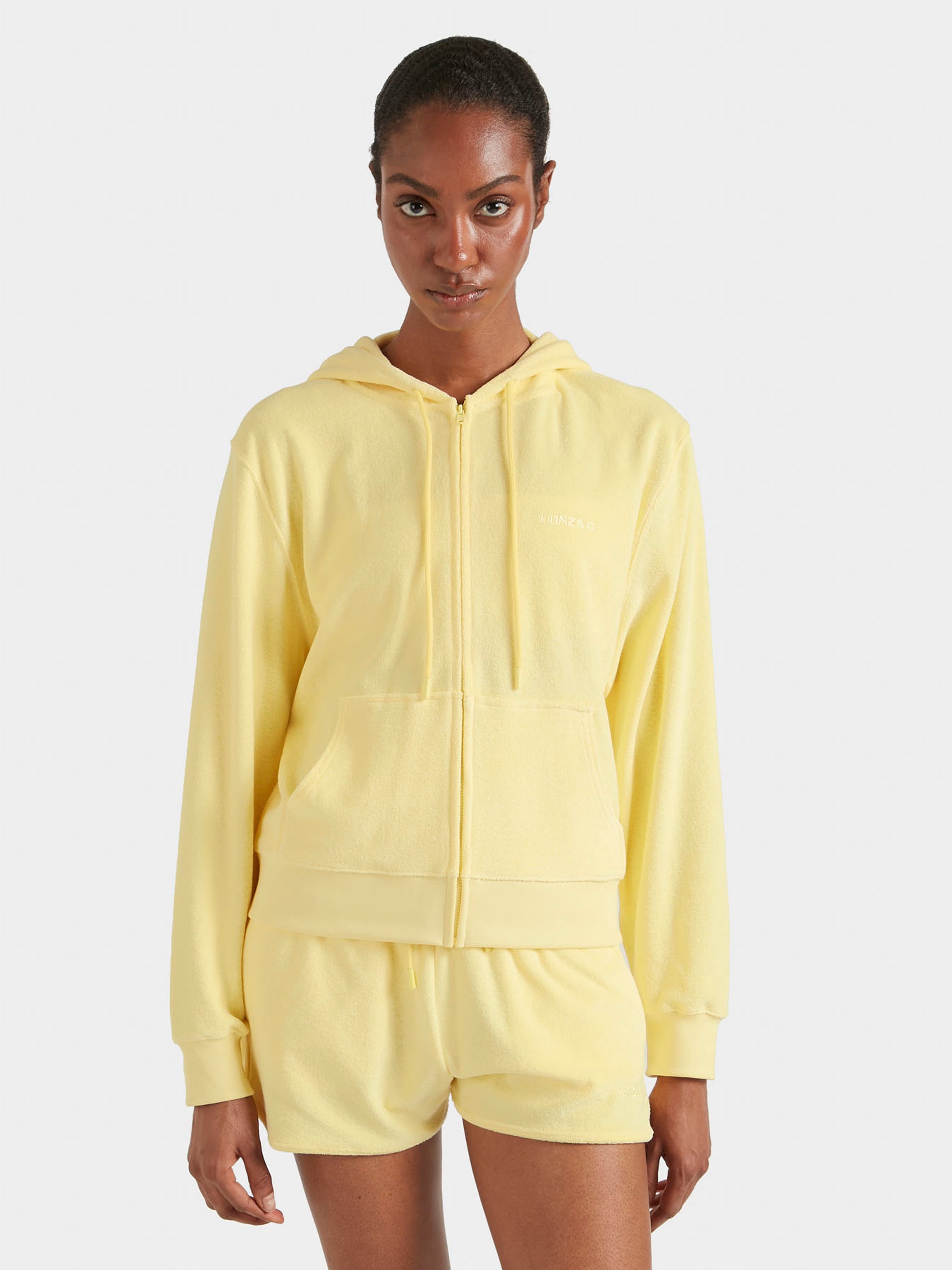 Terry Towelling Zip Hoodie - Butter