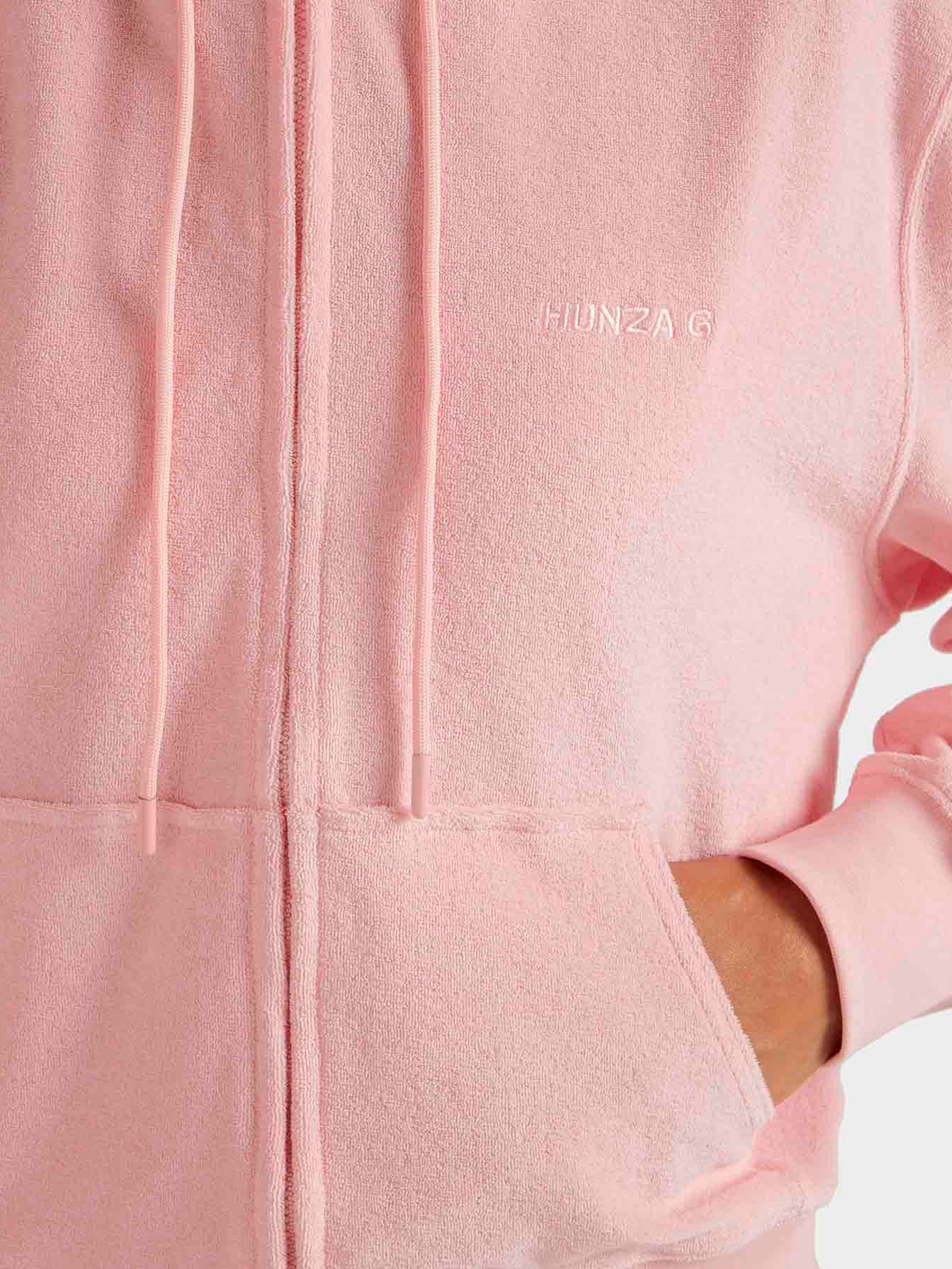 Terry Towelling Zip Hoodie - Pink