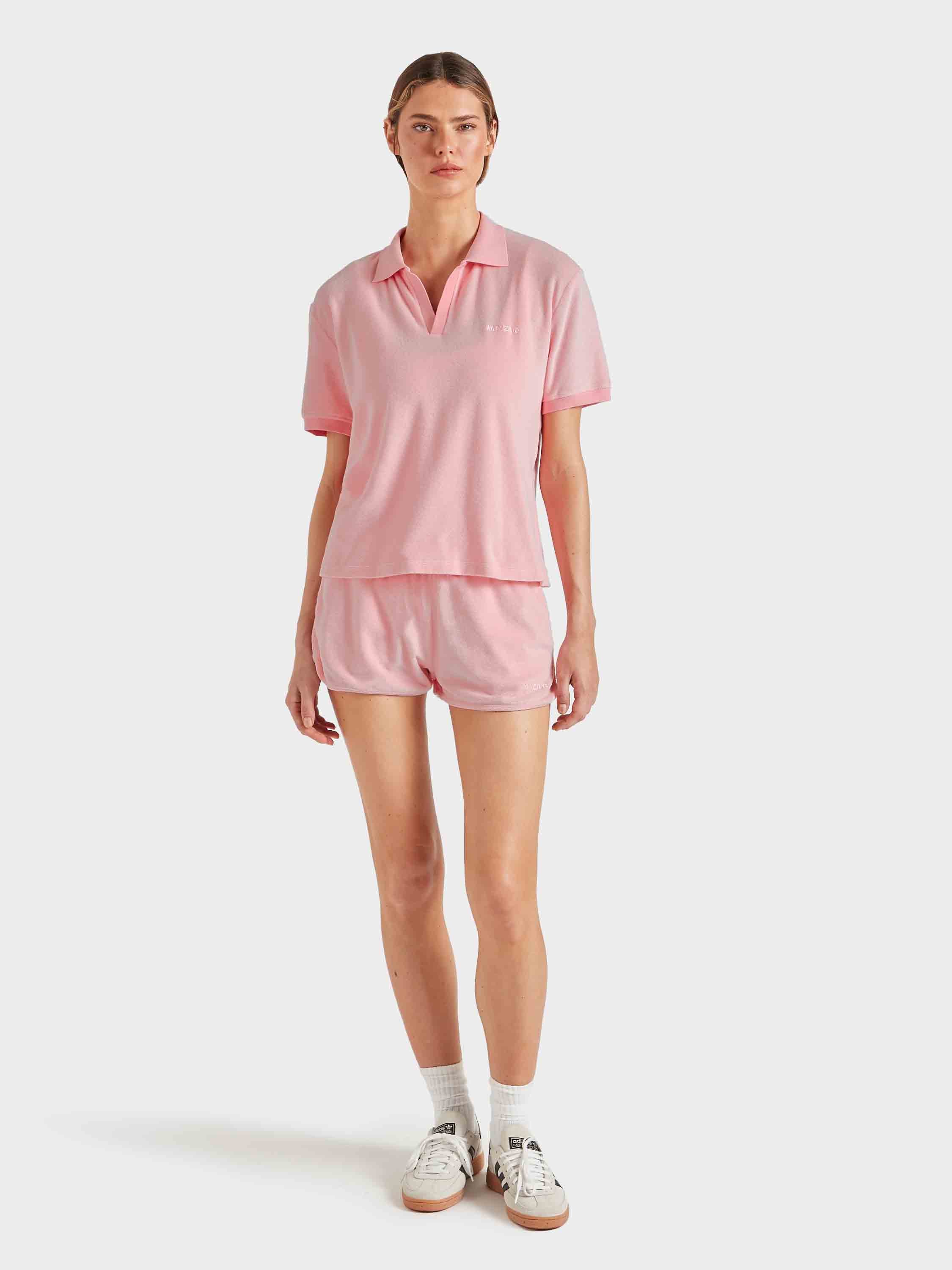 Terry Towelling Polo - Pink