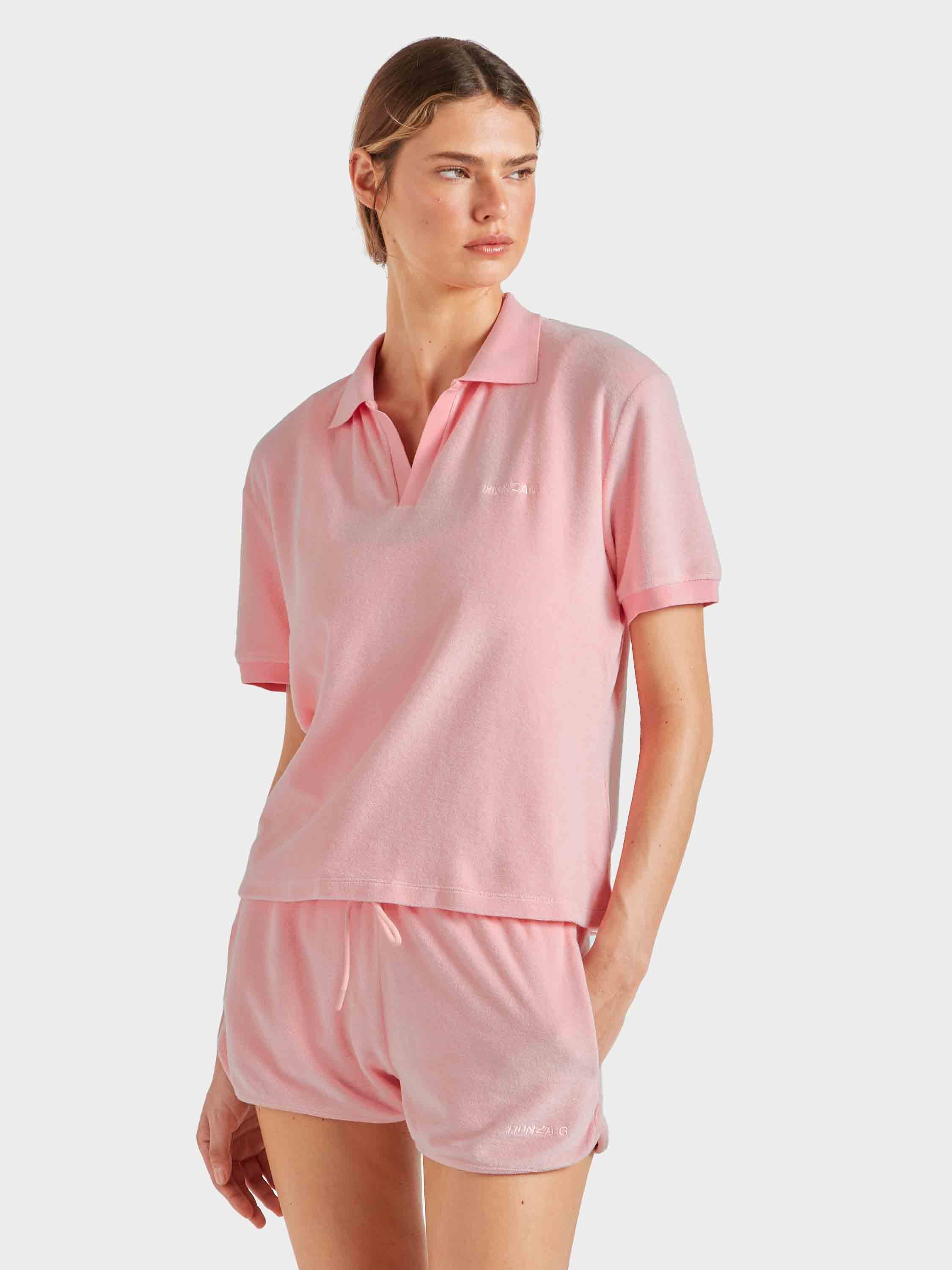 Terry Towelling Polo - Pink