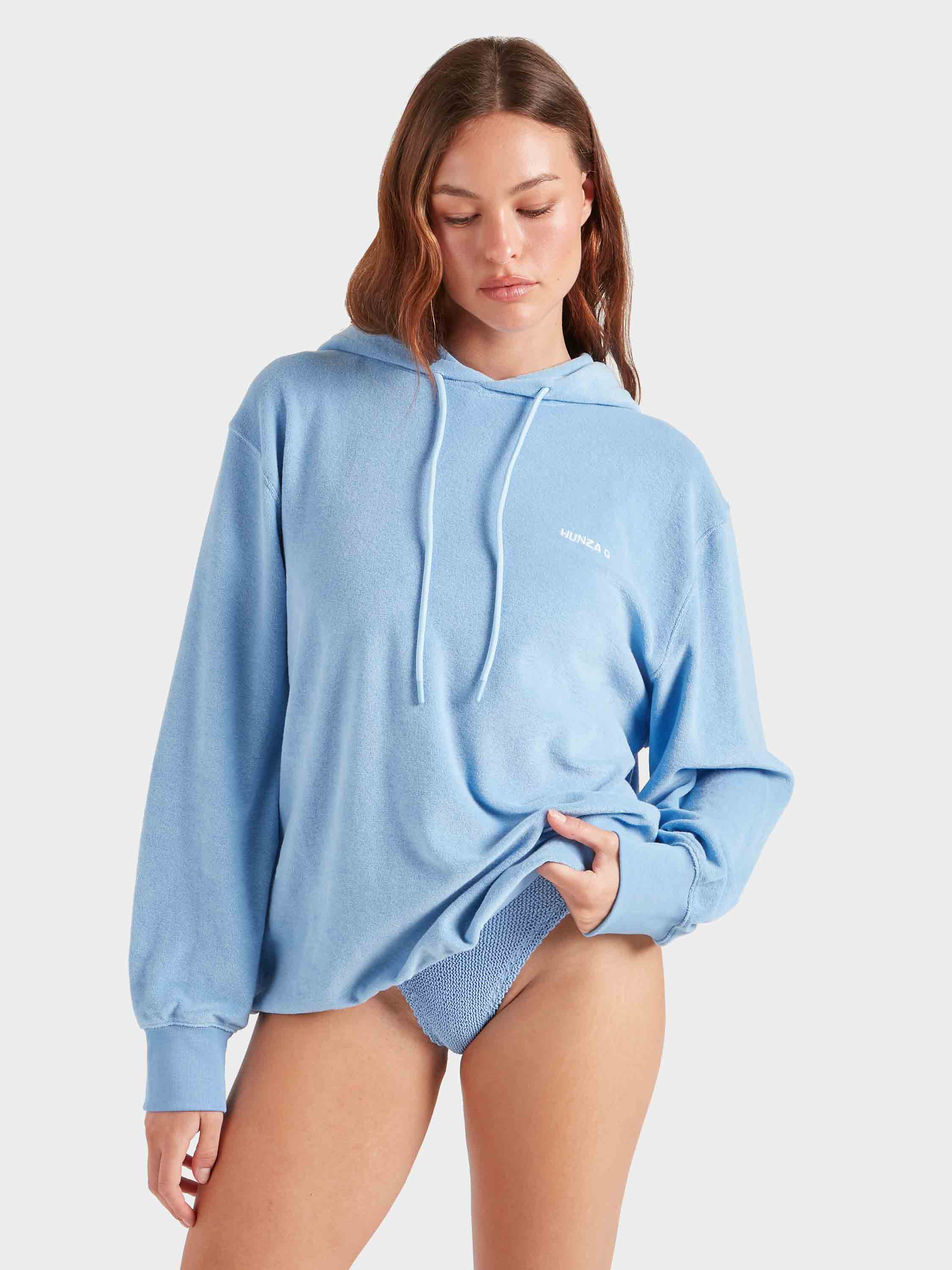 Terry Towelling Hoodie - Cornflower