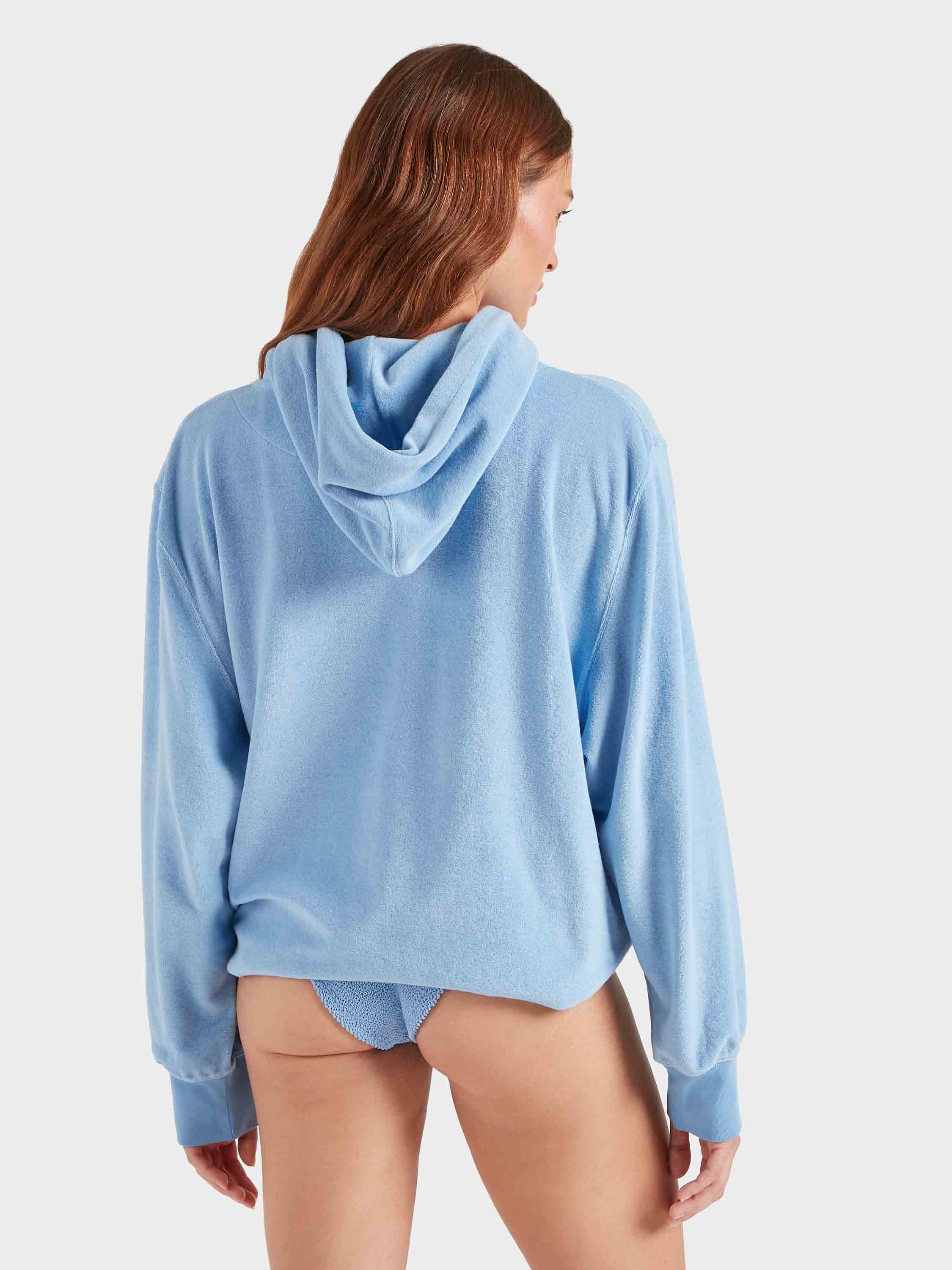 Terry Towelling Hoodie - Cornflower