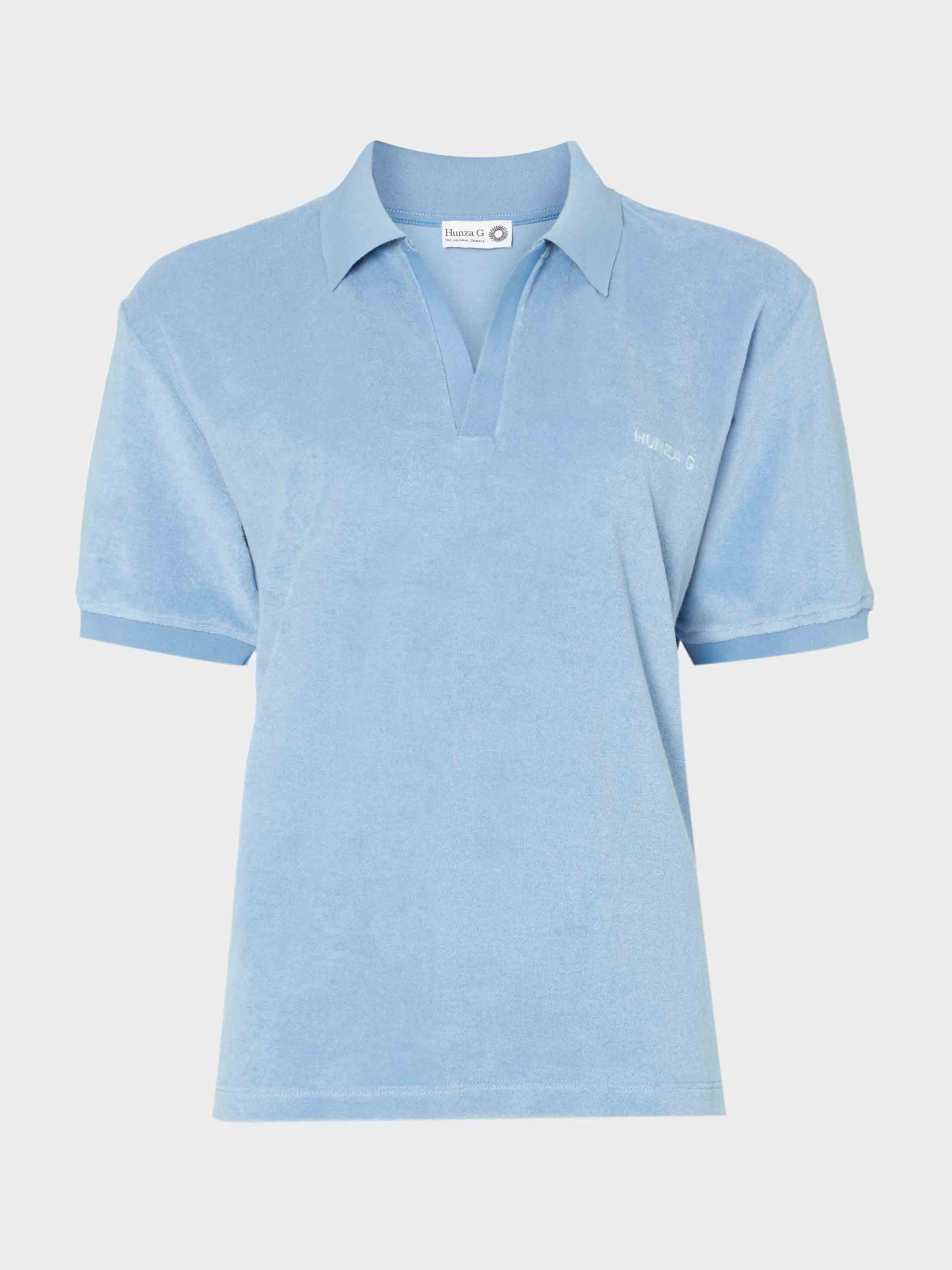 Terry Towelling Polo - Cornflower