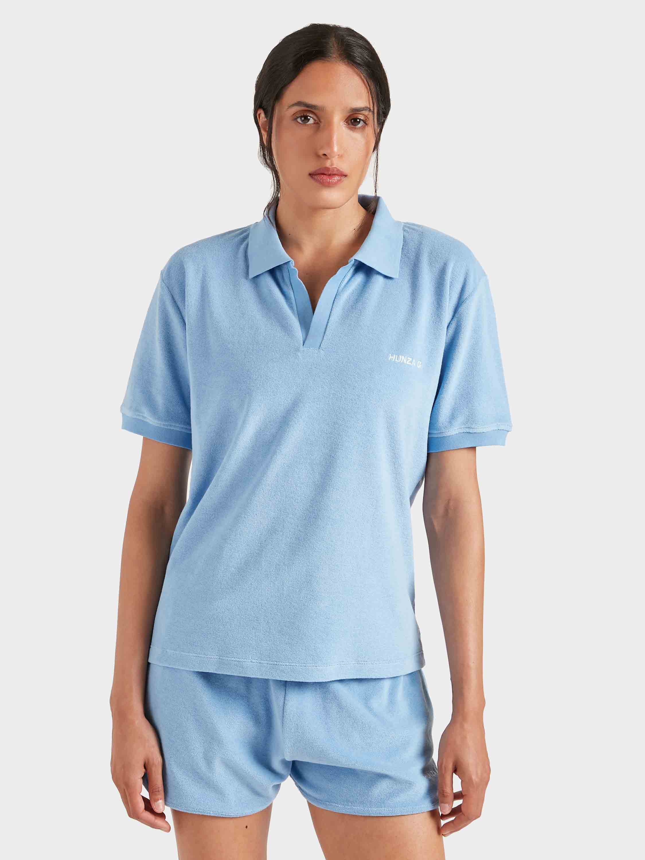 Terry Towelling Polo - Cornflower
