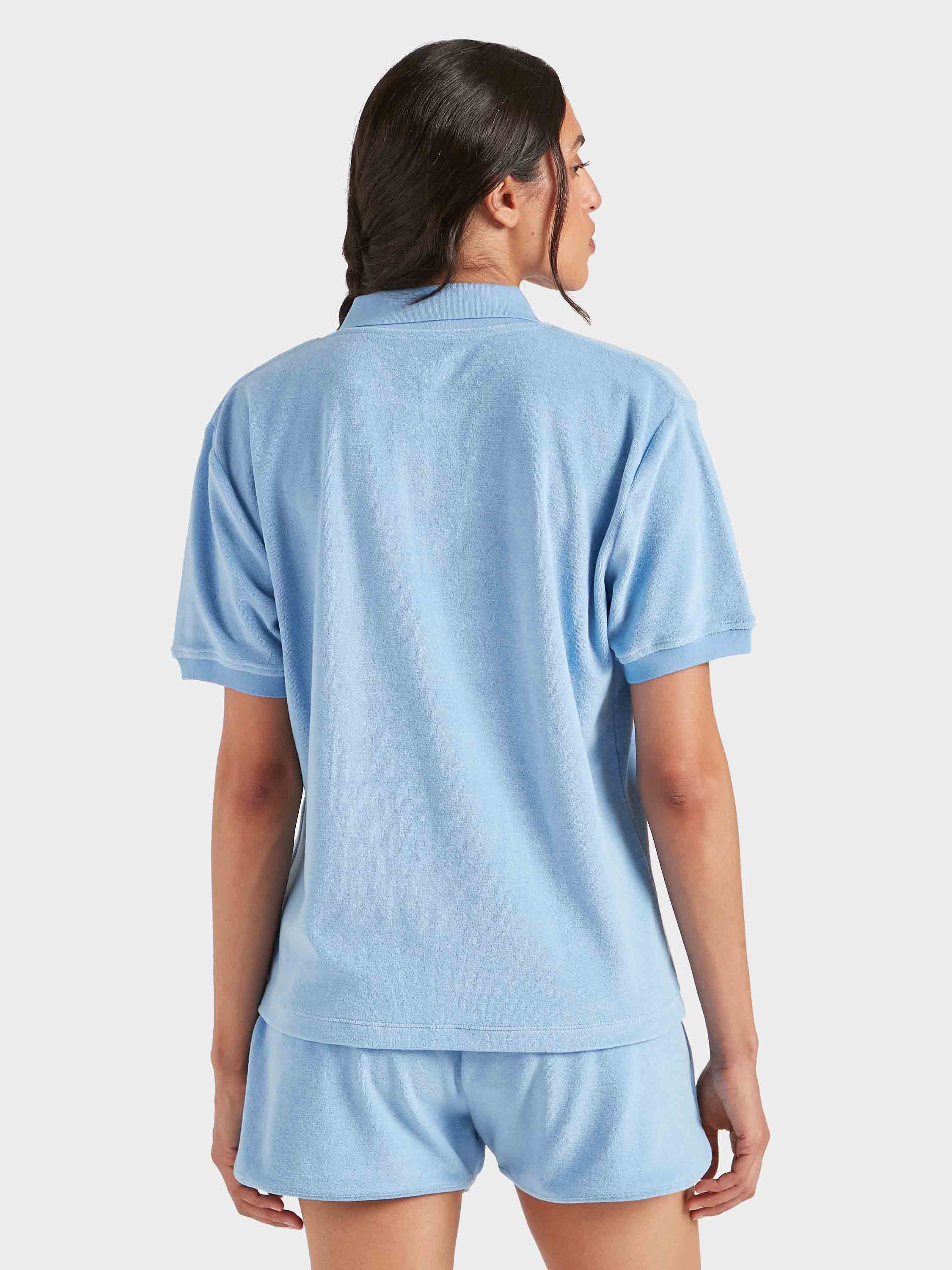 Terry Towelling Polo - Cornflower