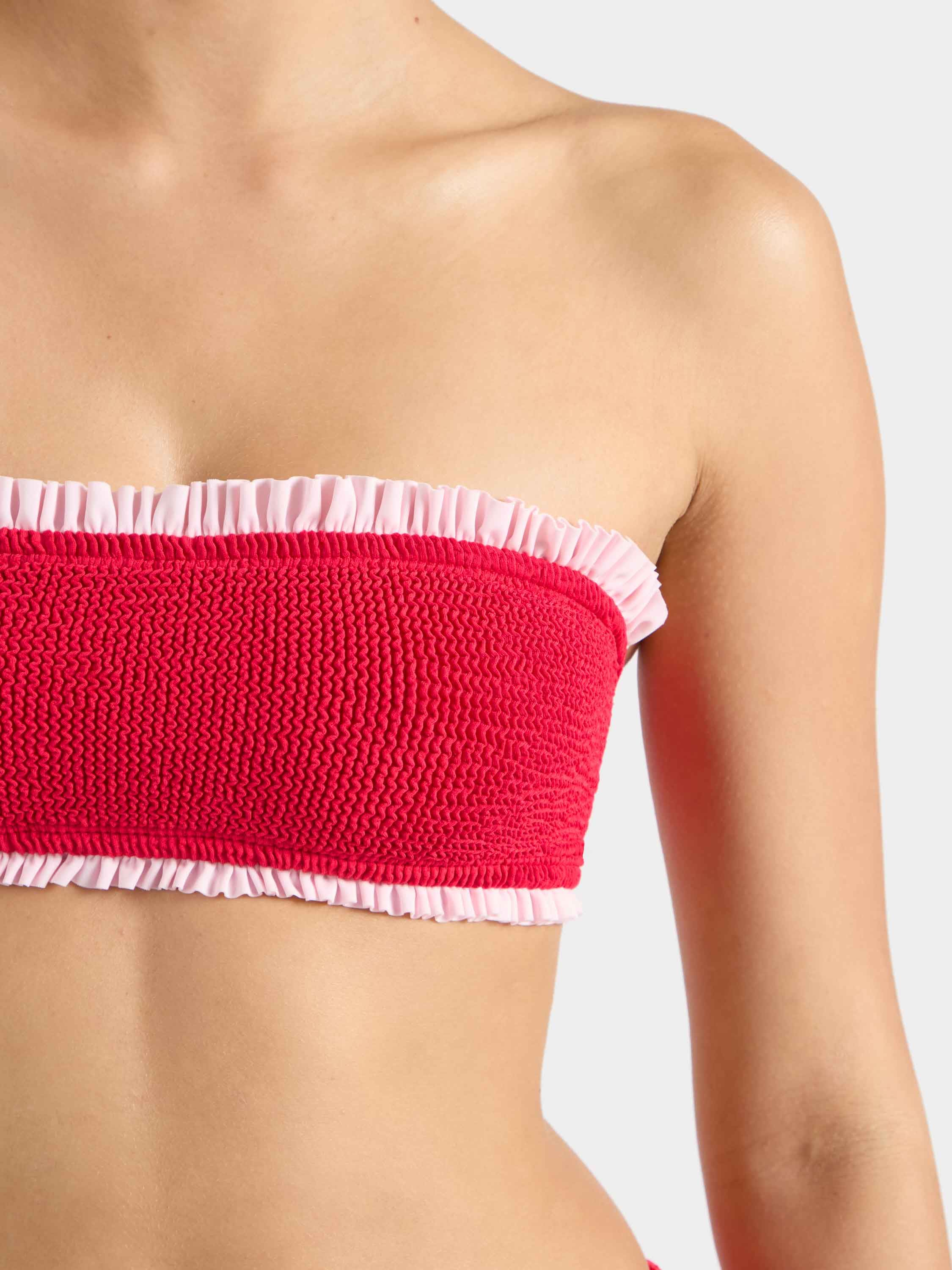 Tracey Frill Bikini - Red/Ballet Pink