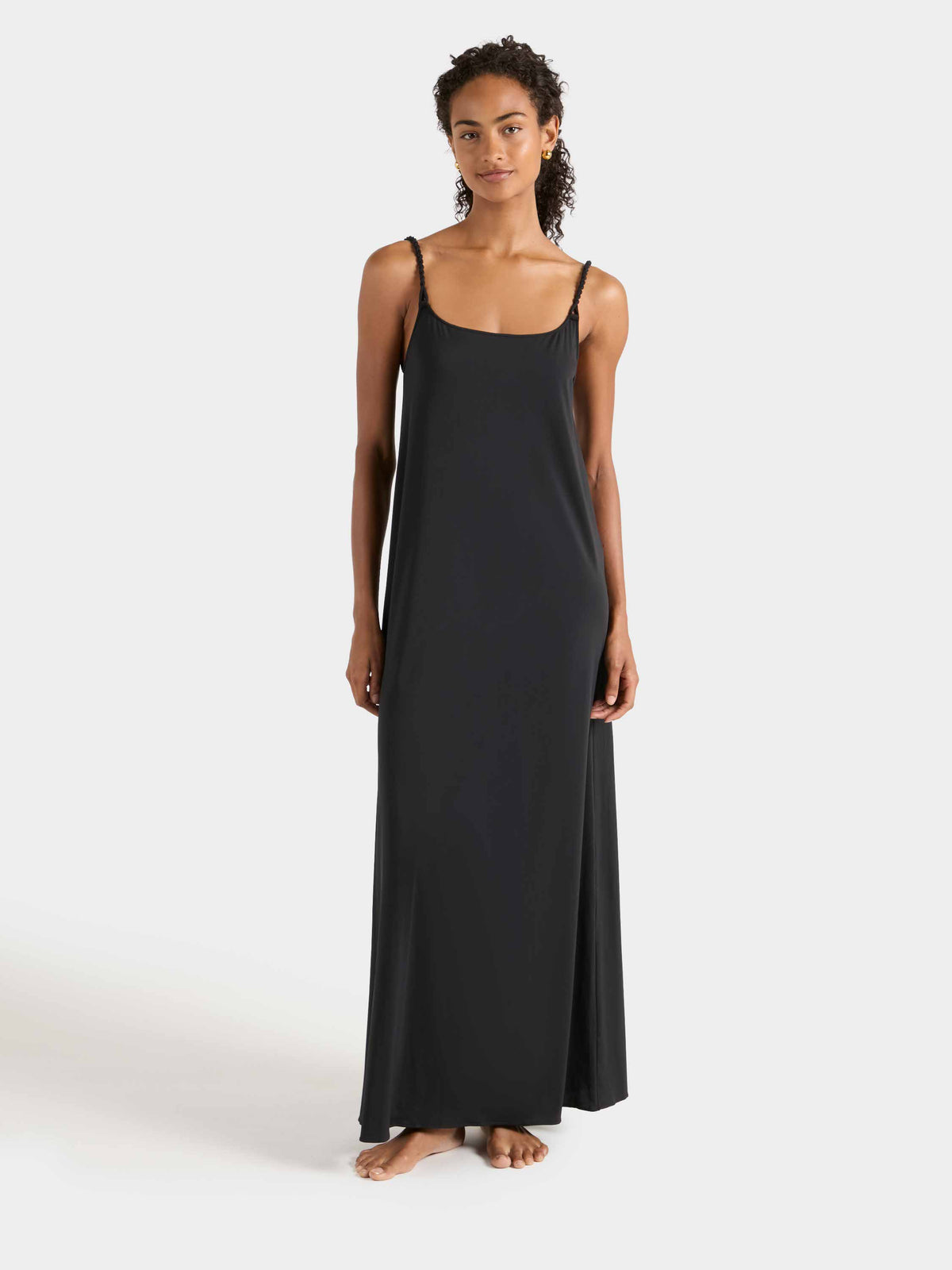 Twisty Strap Long Dress - Black