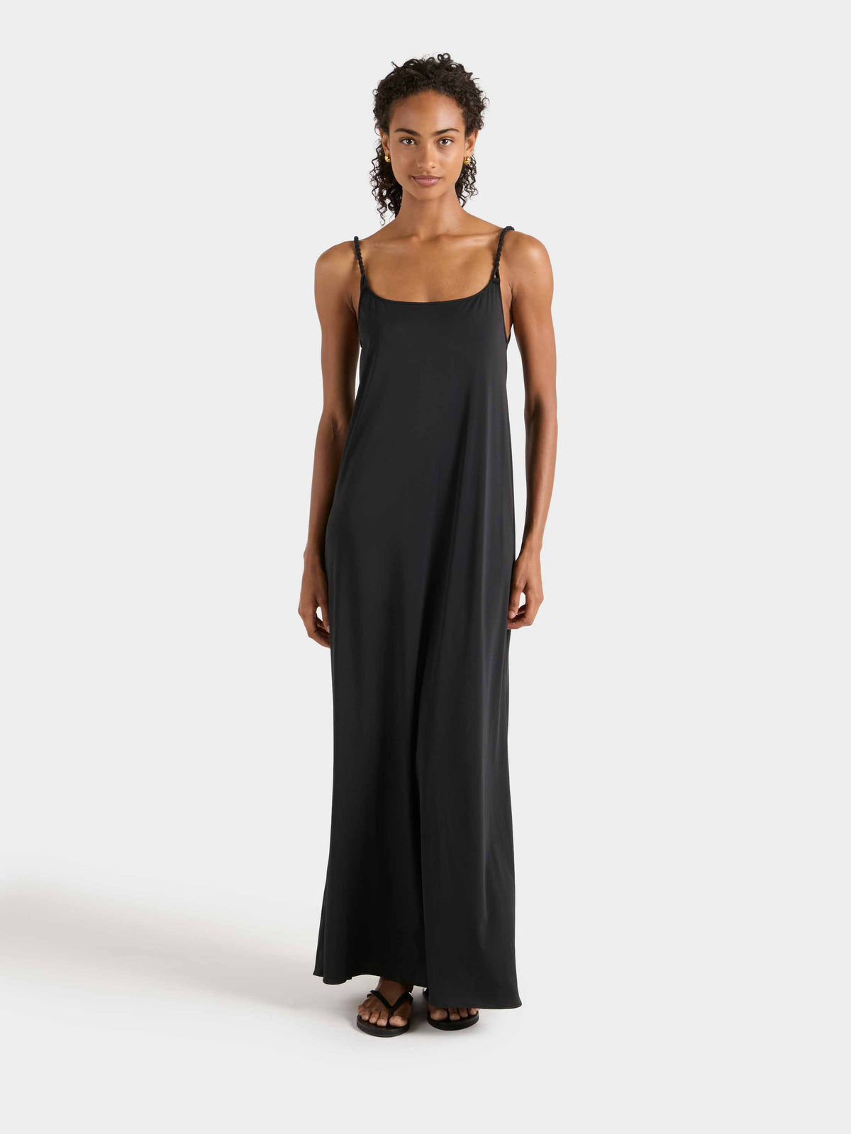Twisty Strap Long Dress - Black