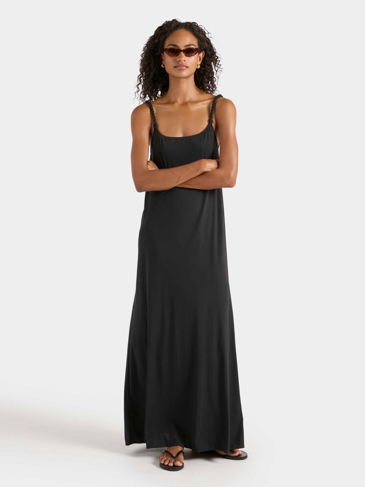 Twisty Strap Long Dress - Black