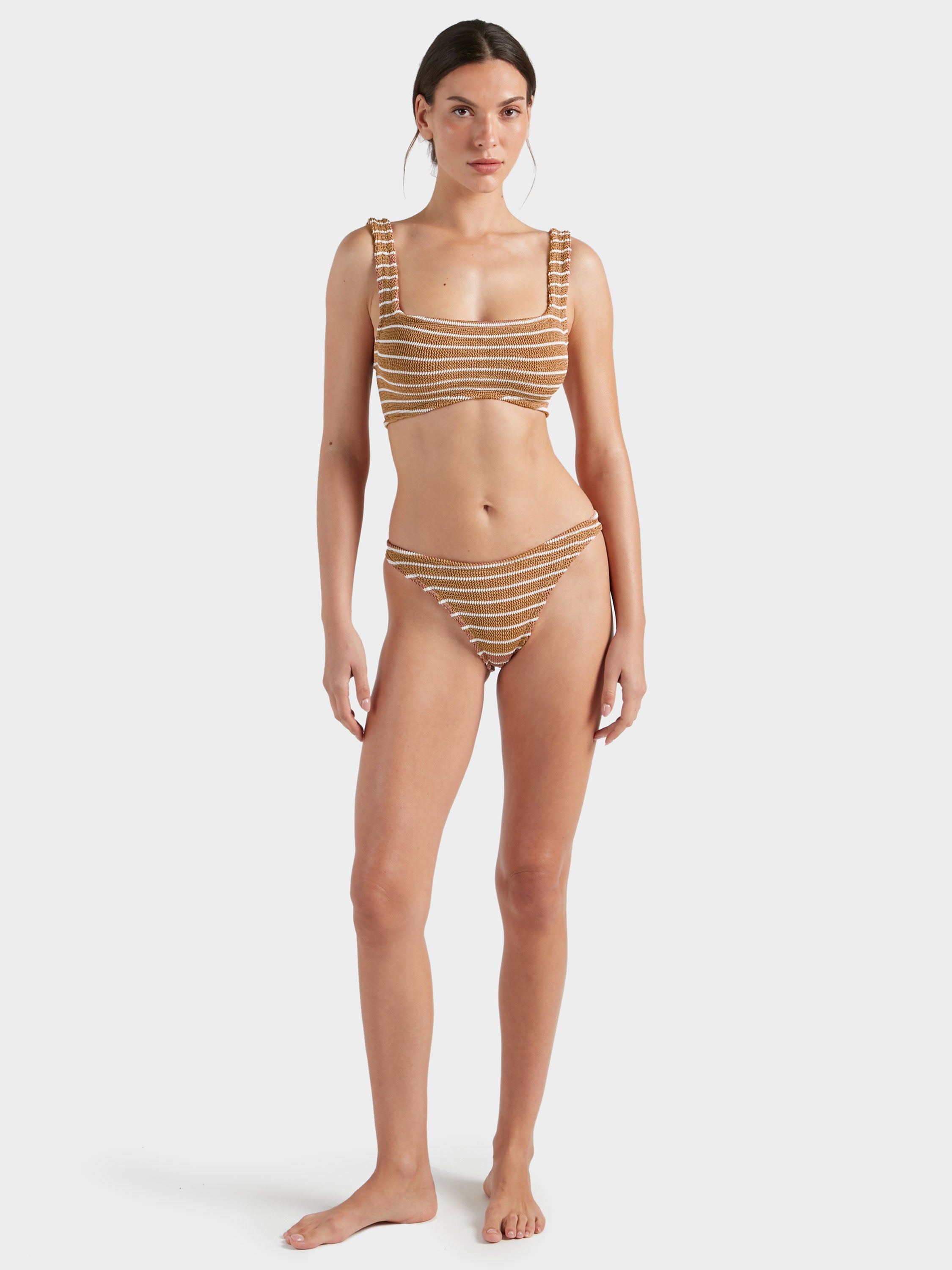 Xandra Bikini - Metallic Cocoa/White Stripe