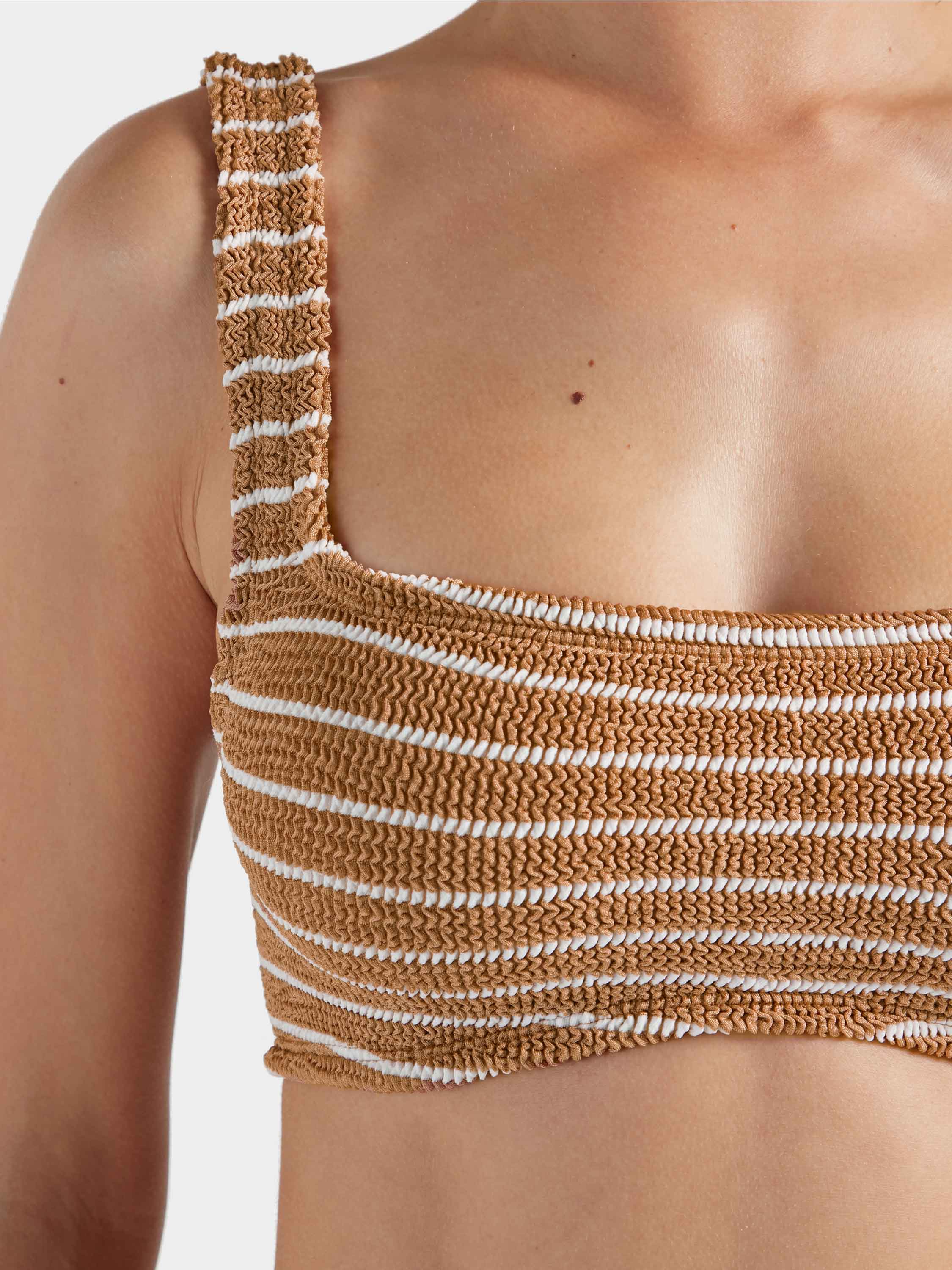 Xandra Bikini - Metallic Cocoa/White Stripe