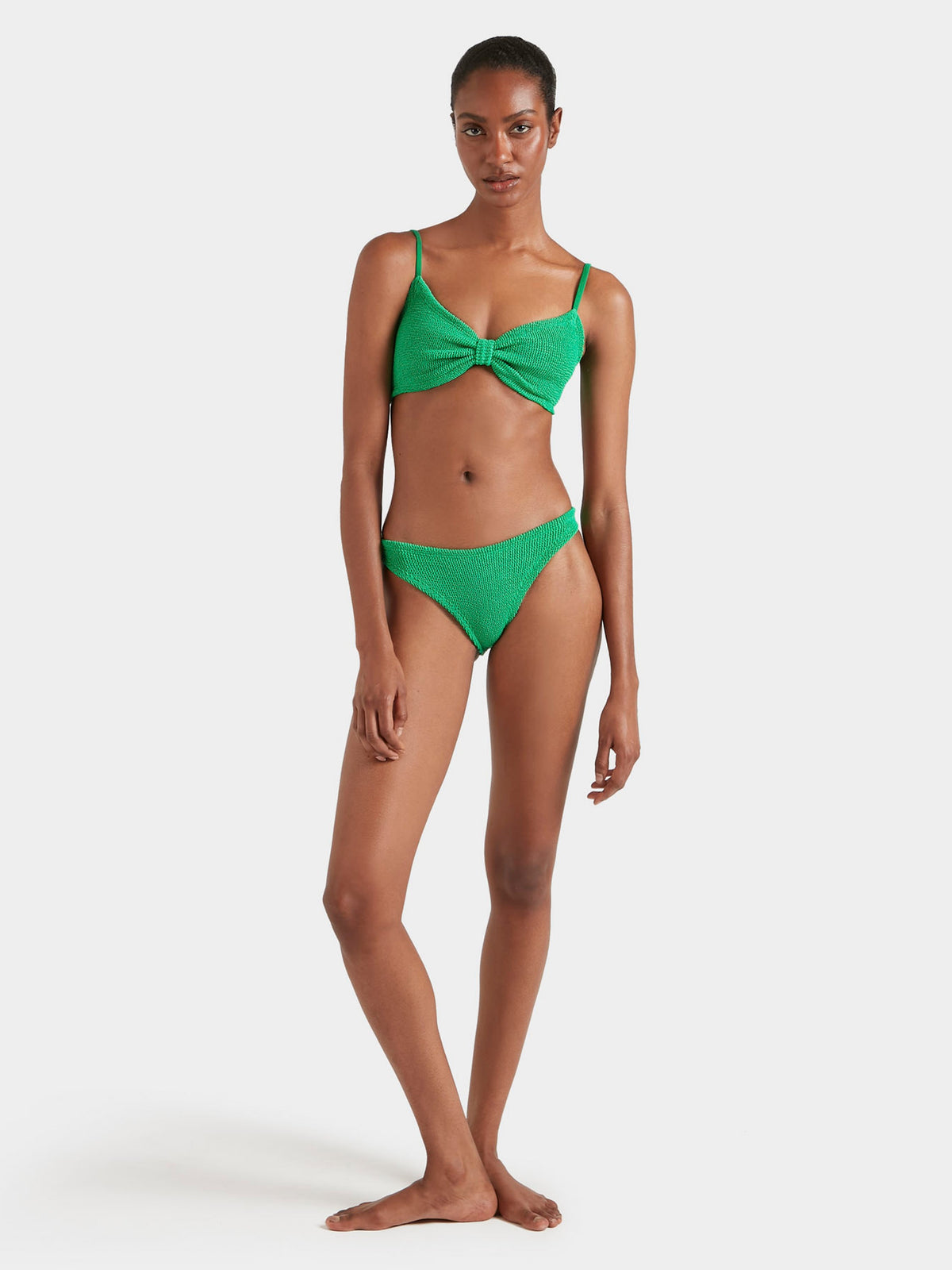 Full image of model wearing emerald Alicia bikini 