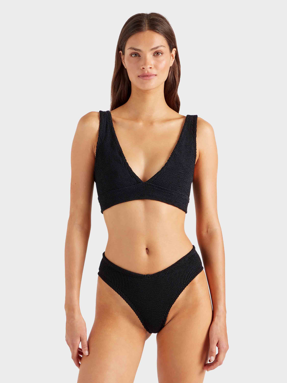 Model wearing black Angel bikini 