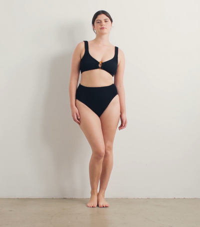 Navy high waisted bikini bottoms sales