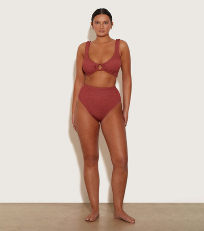 Nadine Bikini With Tonal Hoops - Metallic Rosewood | One Size